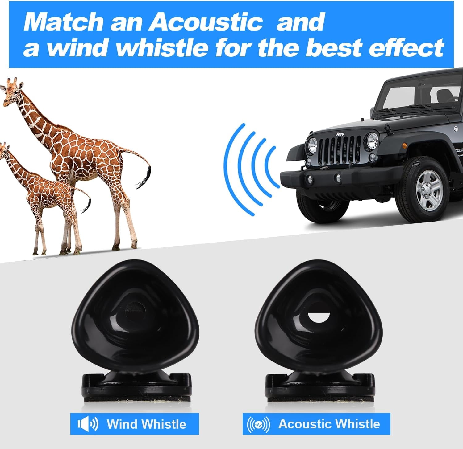Gogcaro Deer Warning Whistles for Vehicles, Ultrasonic Animal Deterrent Safety Device (Black, 4 Pack) 228b2