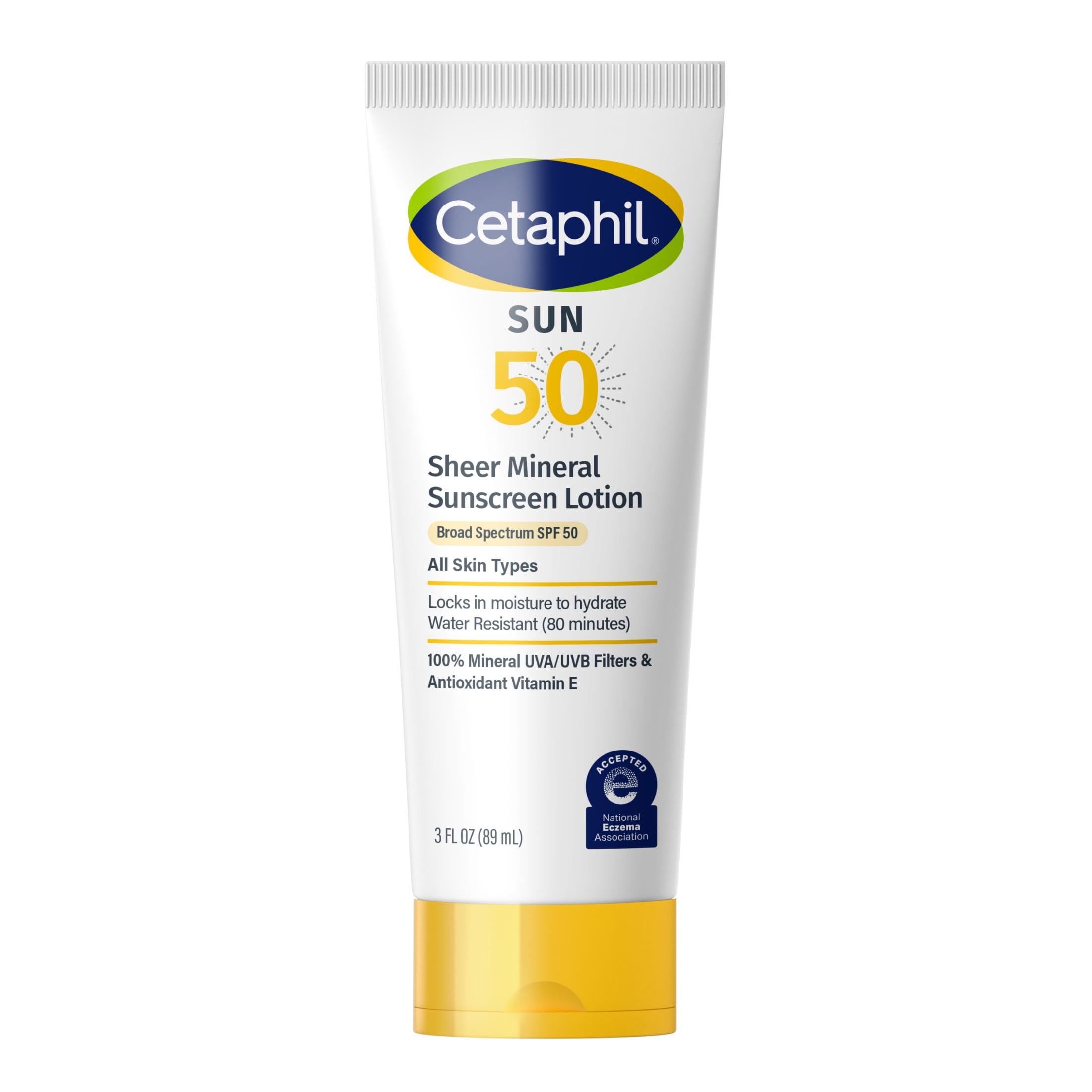 Cetaphil Sheer Mineral Sunscreen Lotion for Face and Body, SPF 50, Fragrance Free, Non-Greasy (3 fl oz) oslfv