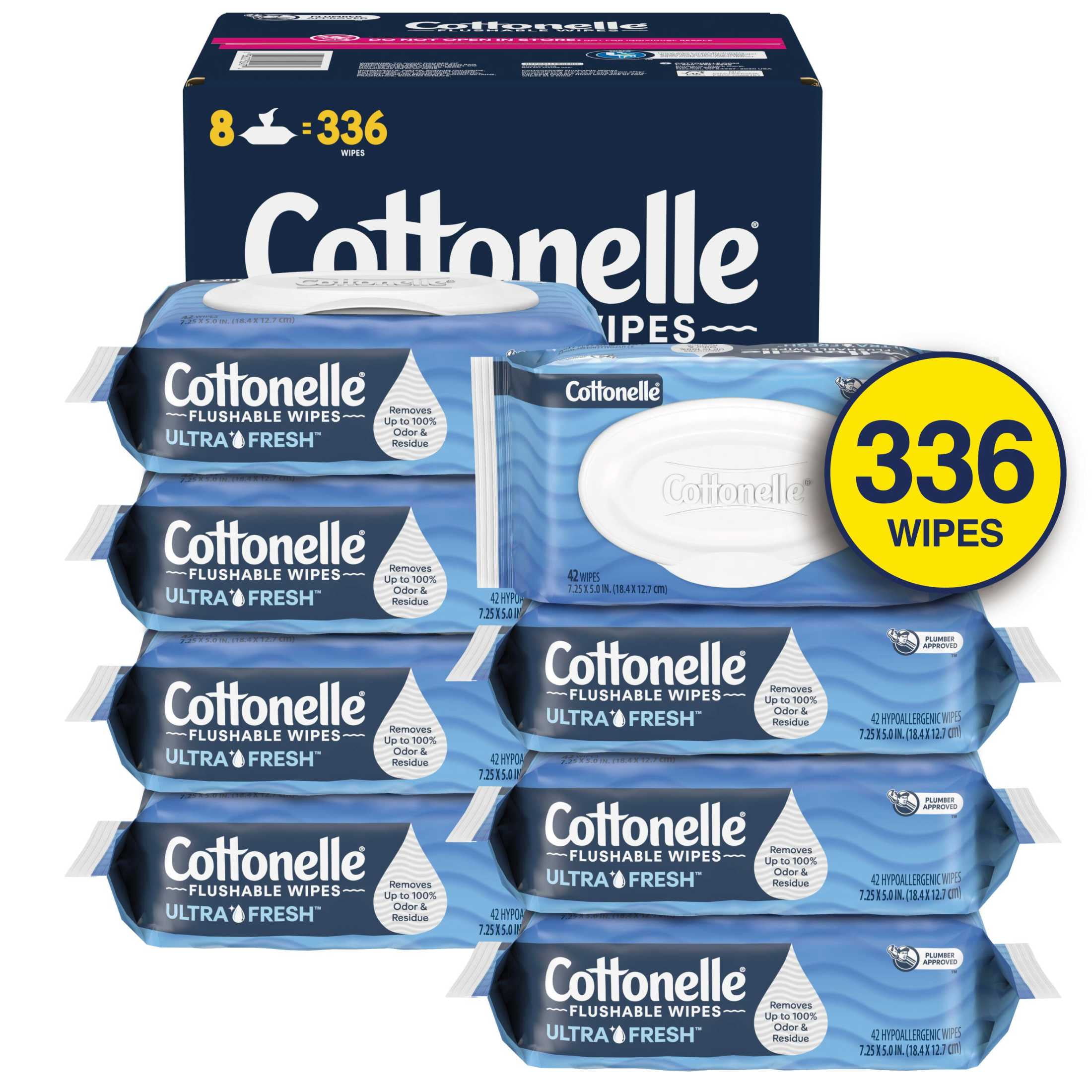 Cottonelle Ultra Fresh Flushable Wet Wipes (8 Flip-Top Packs, 336 Total Wipes) fjhci - Image 2