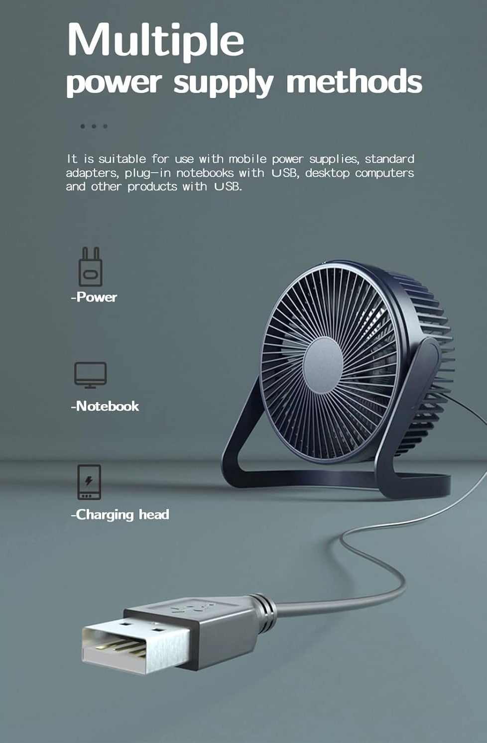 Dependable Industries 6-Inch USB Desk Fan, Portable Quiet Cooling Fan with Adjustable Angle (Black, 6 in) xa2v5