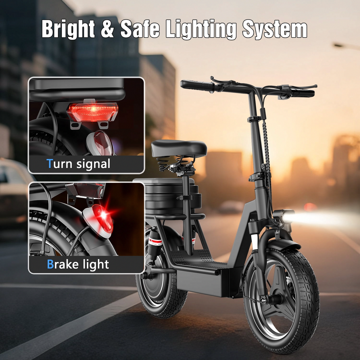 PostJoy 1200W Electric Scooter with Seat for Adults, Long-Range Commuter, Foldable Design (Black, 14 in Tire) u92o6