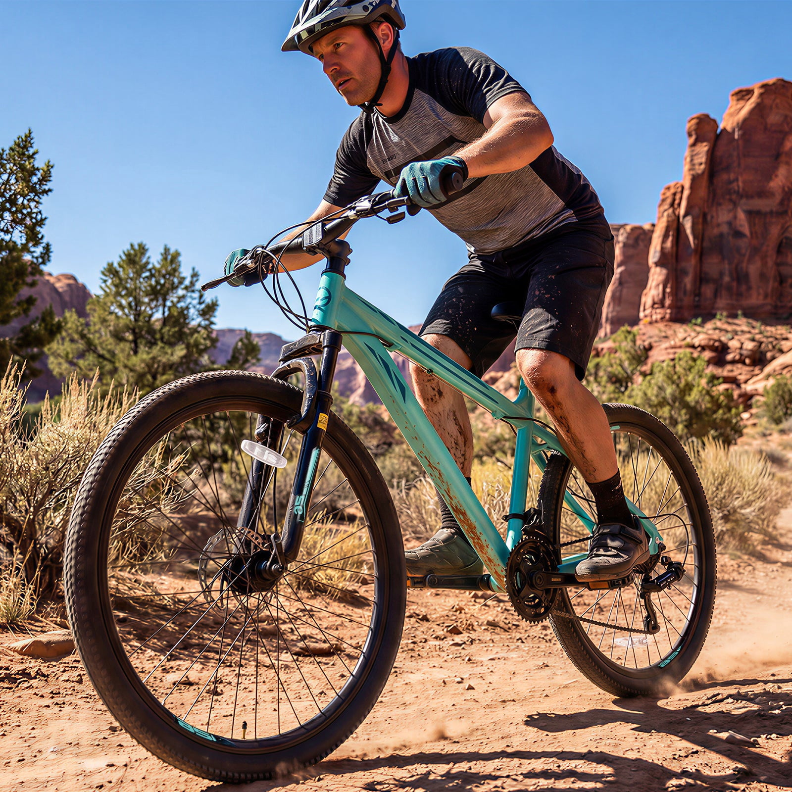 Hykolity 26 Inch Mountain Bike, 21-Speed Full Suspension MTB with Aluminum Frame (Light Aqua, 26 in) 137il