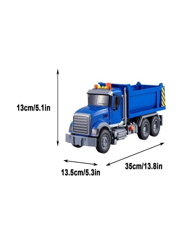 PLPPYFS Large Friction Powered Dump Truck Toy with Lights and Sounds (Blue, 15 in x 6.3 in x 5.1 in) 11xjs