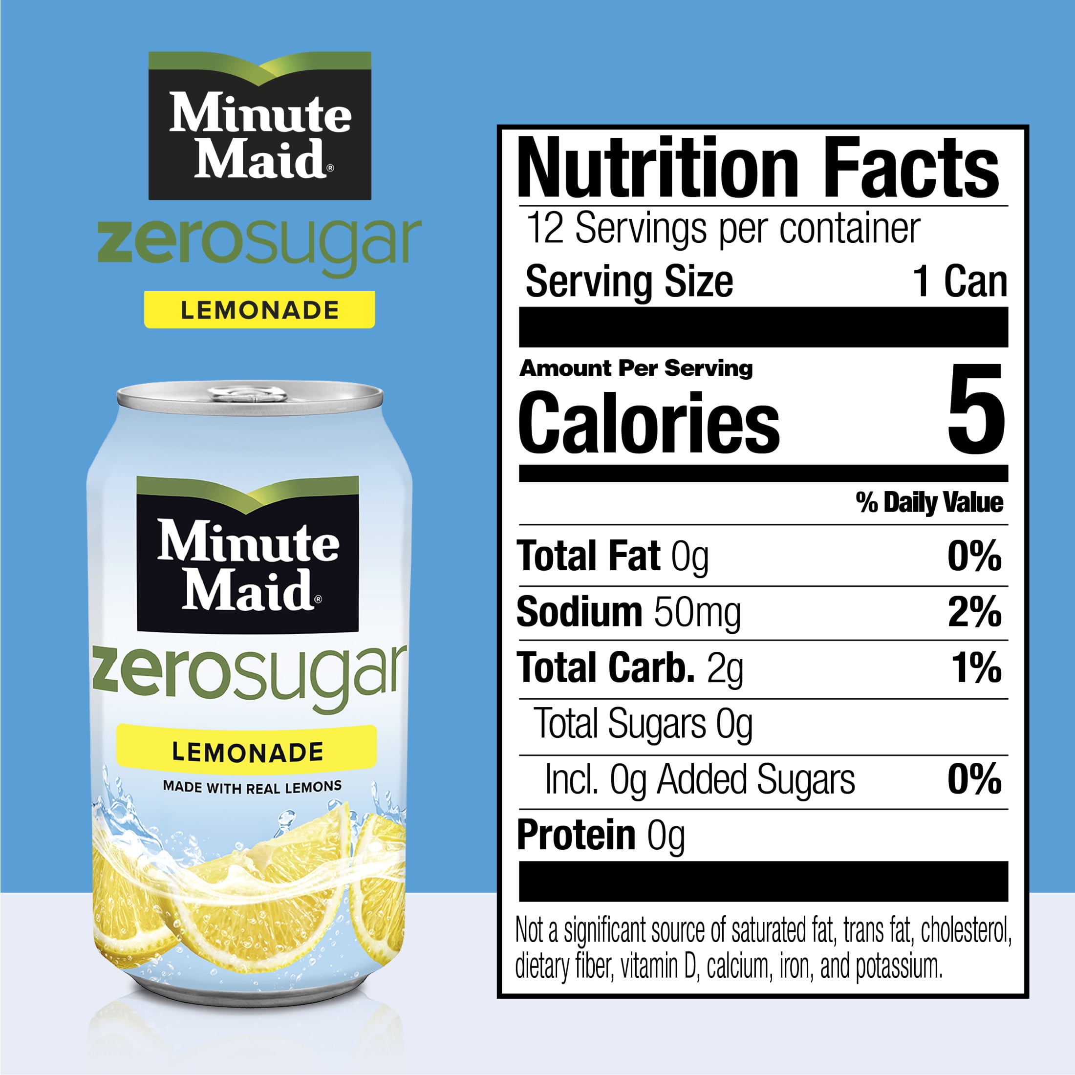 Minute Maid Zero Sugar Lemonade Refreshing Fruit Drink (12 fl oz, 12 Pack) hh0rk