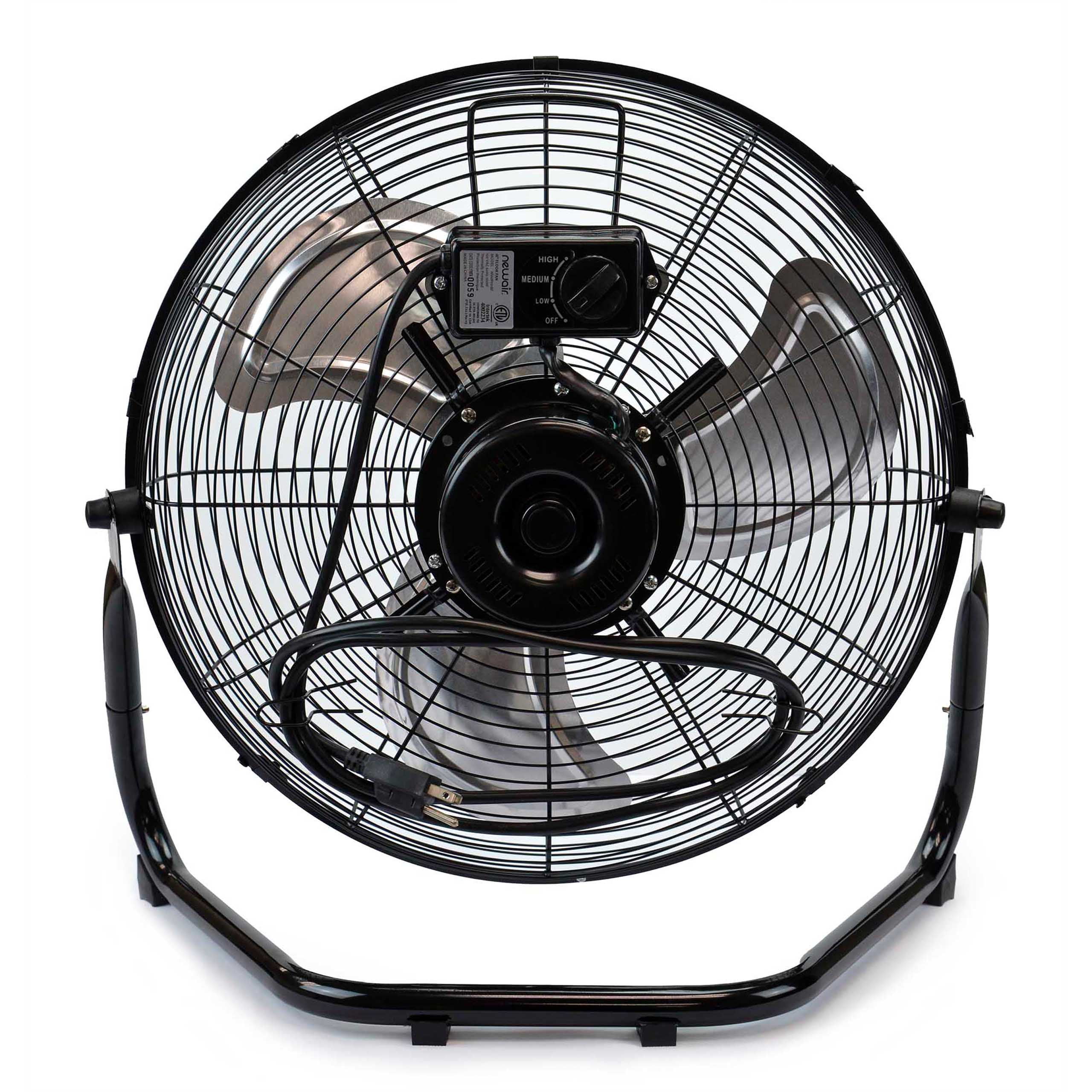 NewAir 18 in High-Velocity Industrial Floor Fan, Heavy-Duty Metal Construction, 3-Speed Adjustable Tilt (Black, 18 in) sizzs