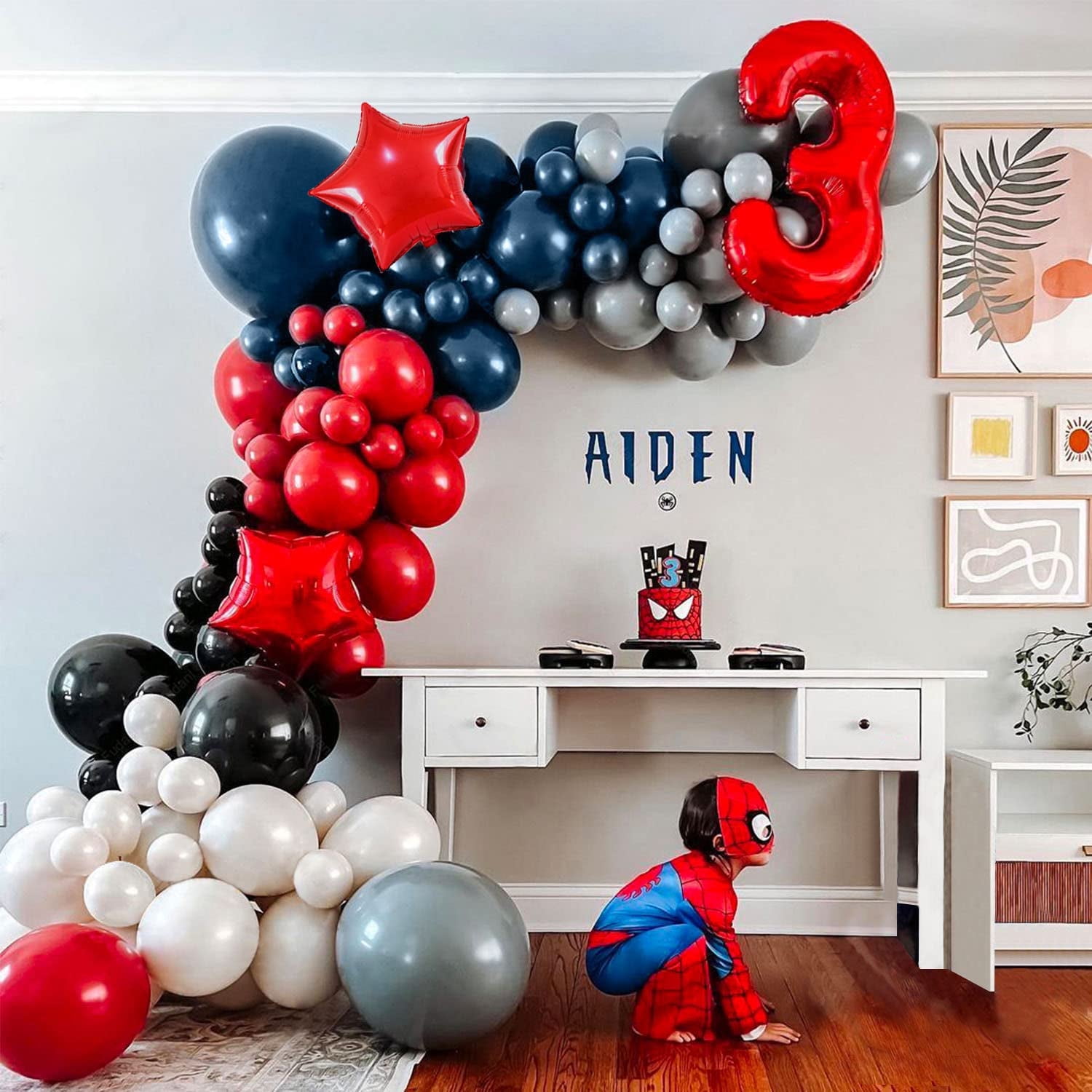 Beyondtrade 117pcs Balloon Garland Arch Kit for Party Backdrop Decoration (Blue, Black, Red, 117 Pieces) fg1x1