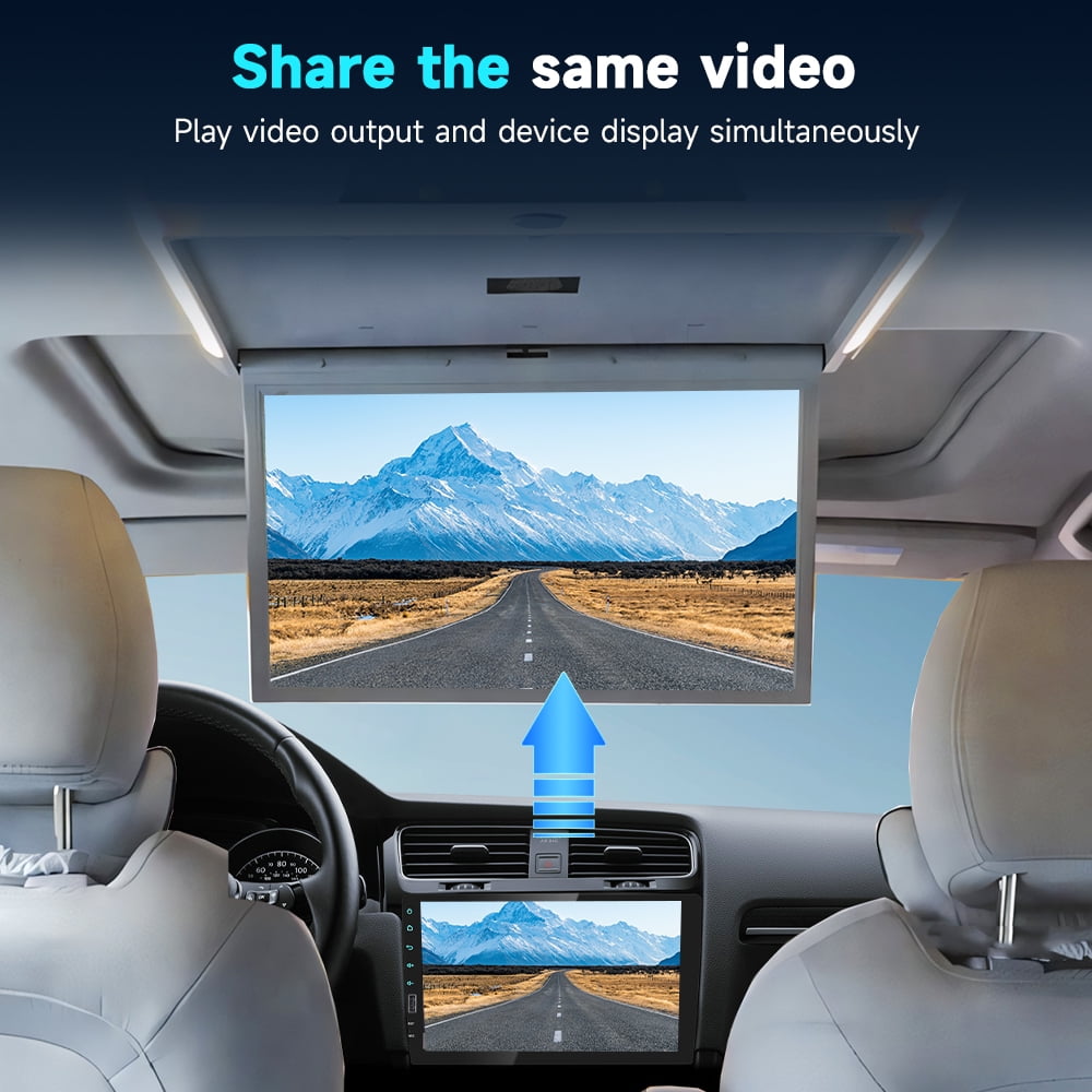 Podofo 9 in Single Din Car Stereo with Wireless CarPlay and Android Auto, Bluetooth, Mirror Link, and Backup Camera (9 in) 5egib
