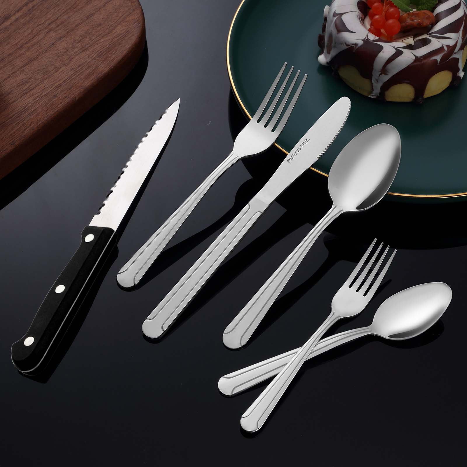 Bestdin 72-Piece Stainless Steel Silverware Set with Steak Knives (Mirror Polished, Service for 12) 3yaaq
