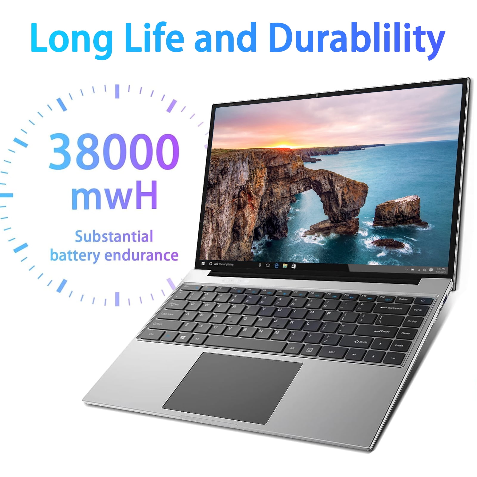 TEMLICOLO 15.6 in Laptop Windows 11 Pro Intel Celeron 8GB RAM 256GB SSD Full HD IPS Display (Silver, 15.6 in) 97p24