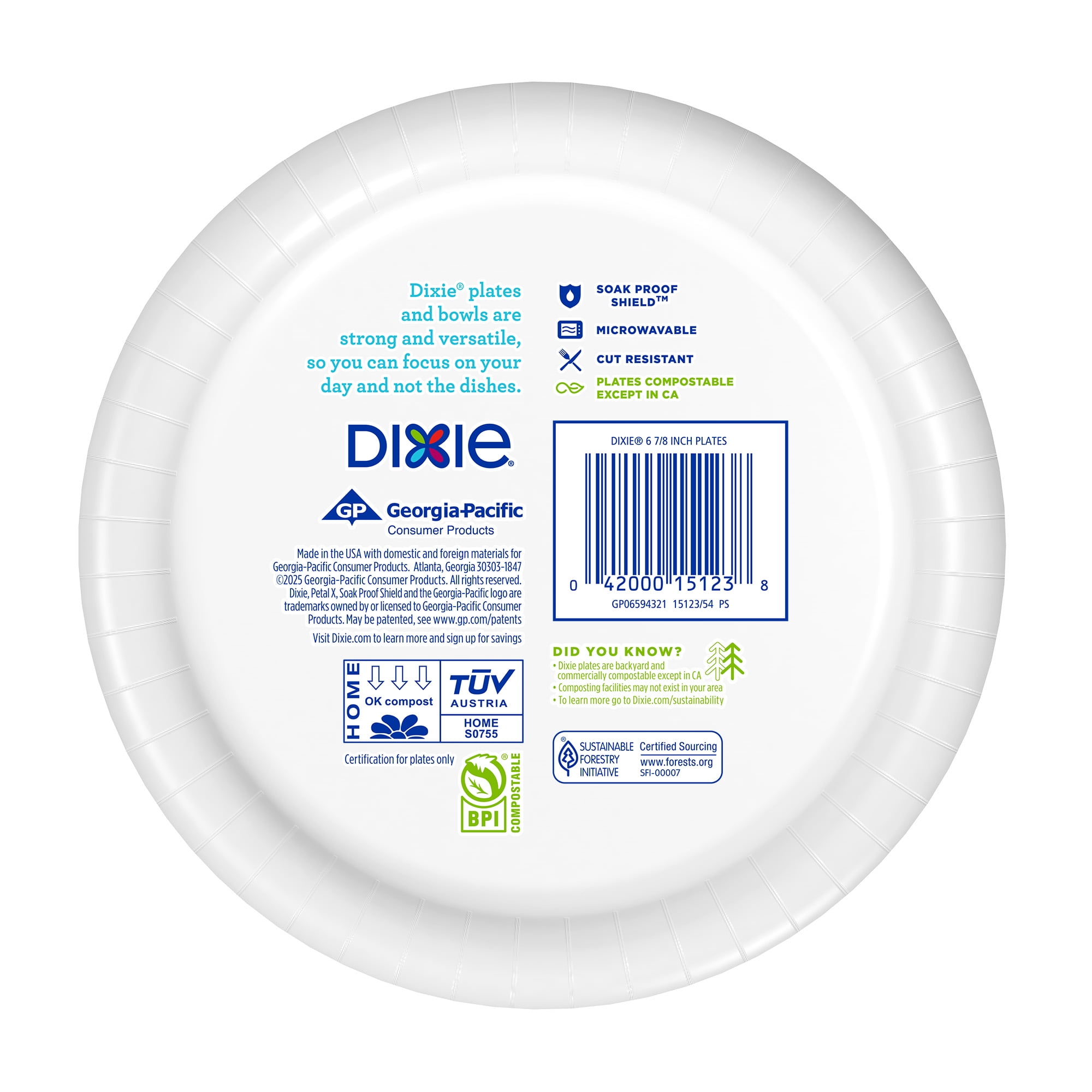 Dixie Disposable Paper Plates, Soak-Proof Heavy-Duty Snack Plates (White, 50 Count, 6.8 in) jh1yi