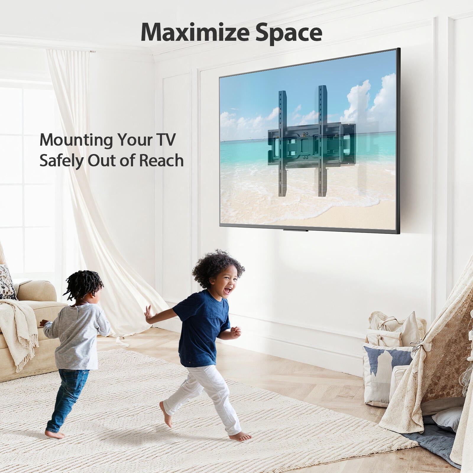 MountFTV Full Motion TV Wall Mount for 26-65 inch Screens (Heavy-Duty, 110 lb Capacity) dnqch