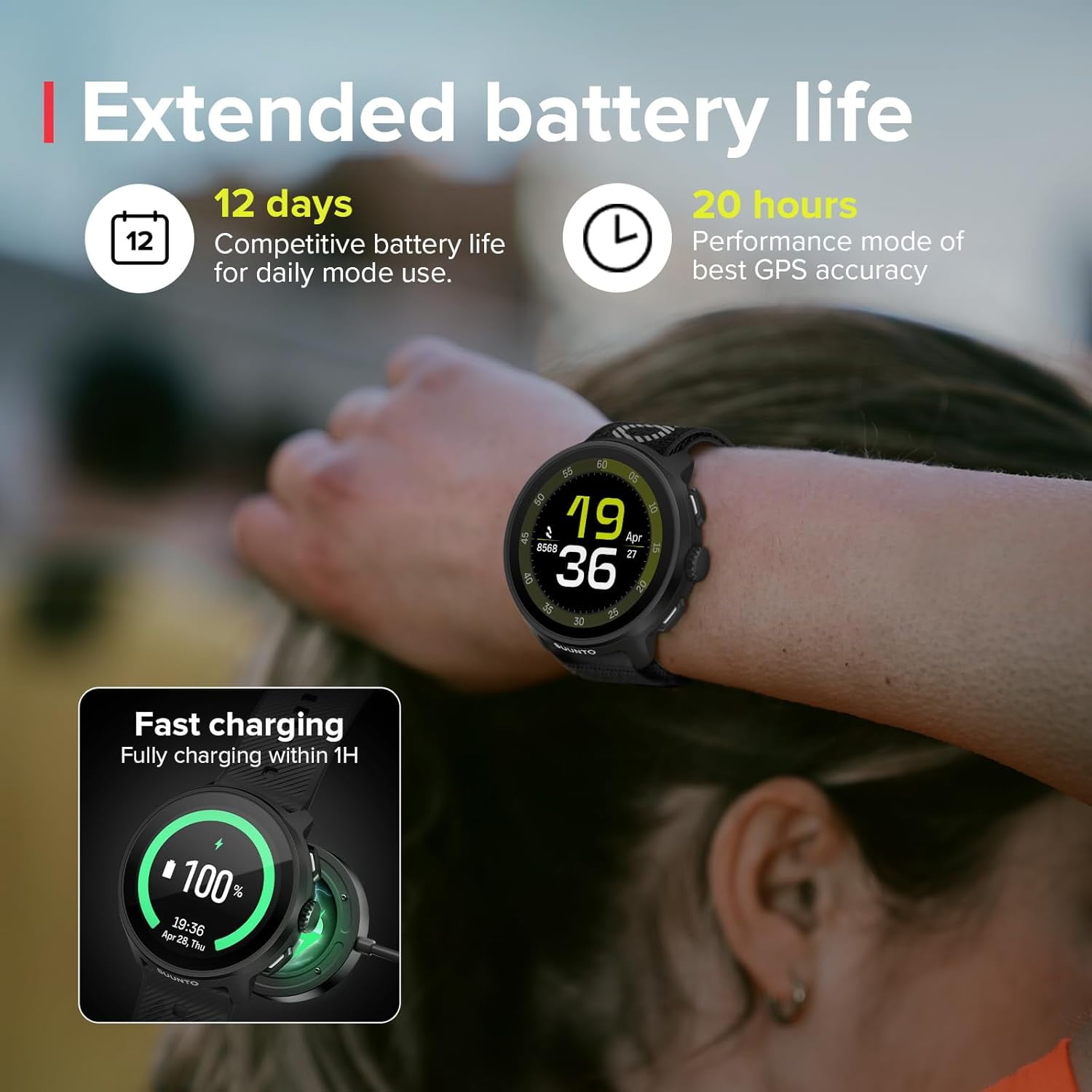 Suunto Run GPS Sports Watch with AMOLED Touchscreen, Heart Rate and Sleep Tracker (Black, 1.32 in) 2z2y6