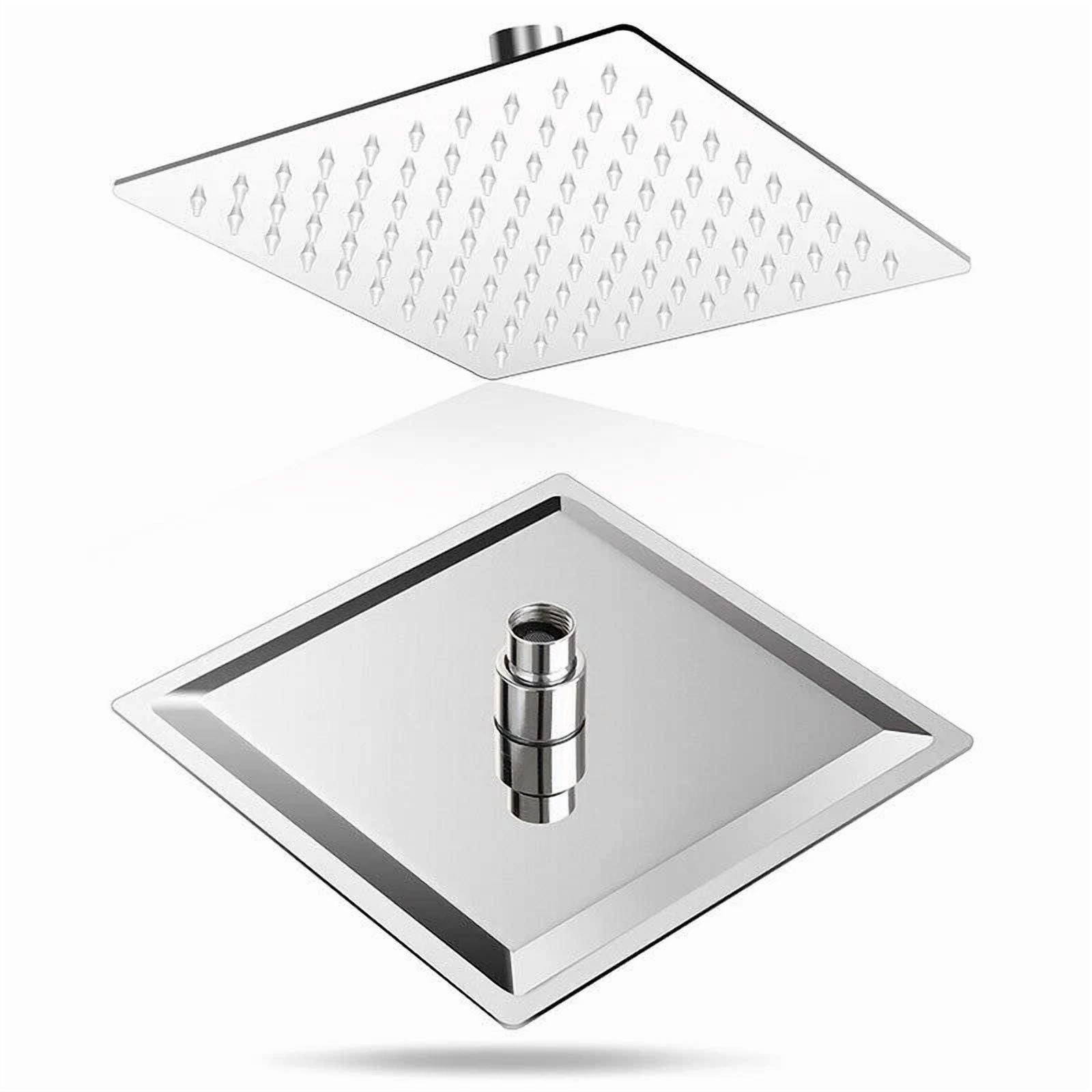 VAULT 8 in Square Rainfall Shower Head High-Pressure Stainless Steel Bathroom Rain Sprayer (Silver, 8 in) em2t6