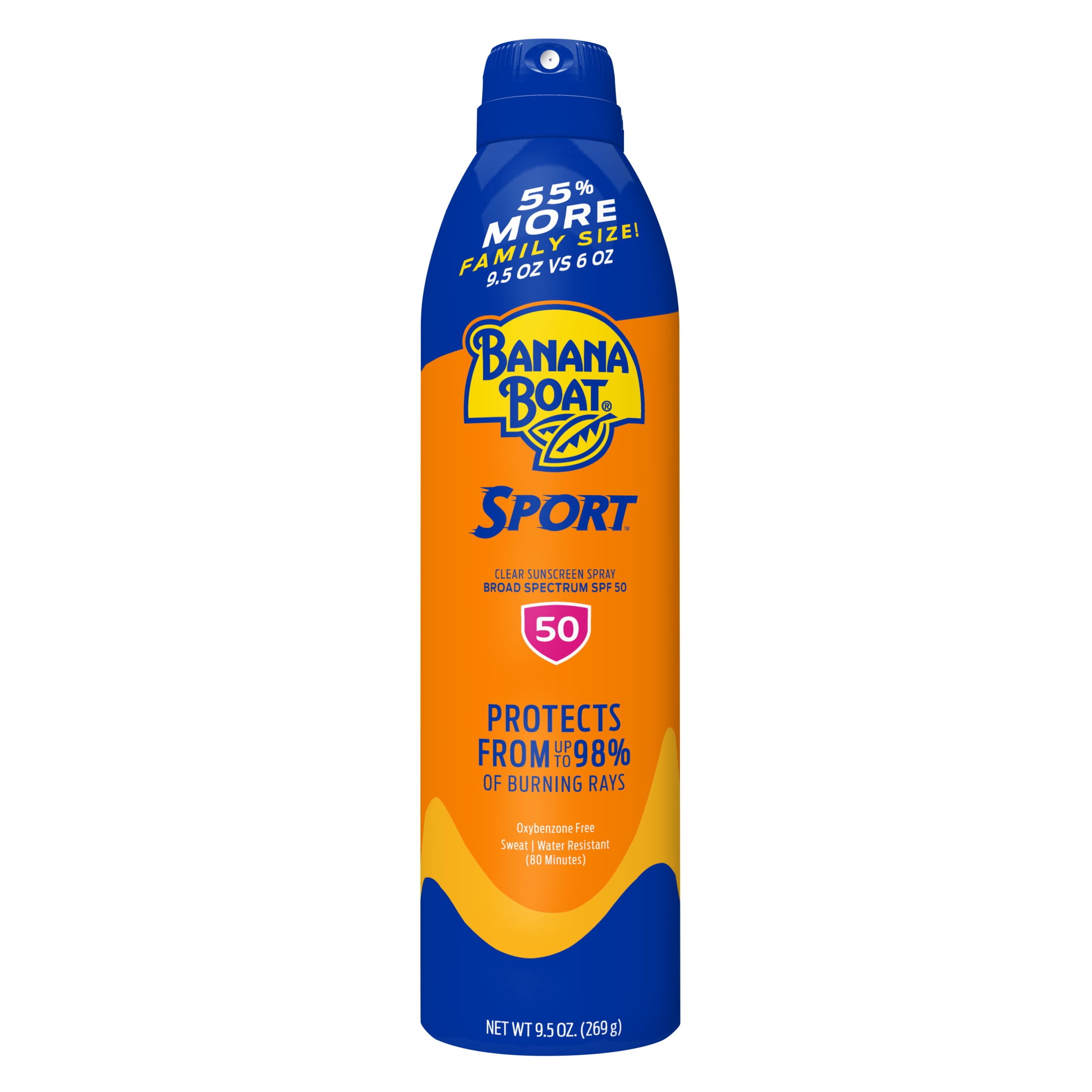 Banana Boat Sport Ultra SPF 50 Sunscreen Spray, Broad Spectrum Sun Protection (Clear, 9.5 oz) y4p2h