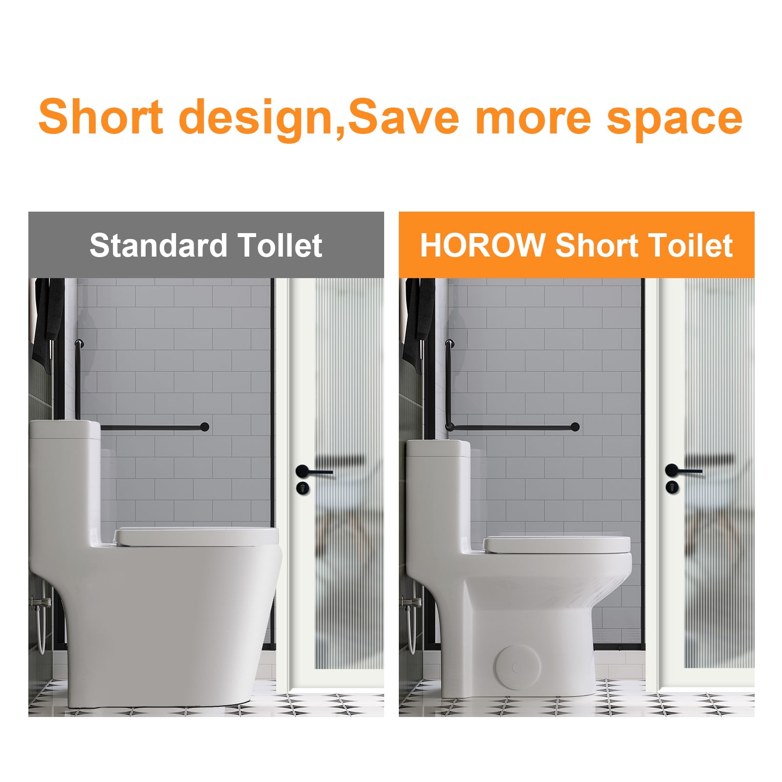HOROW Compact One-Piece Elongated Toilet, Dual Flush Water-Saving Bathroom Commode (White, 12 in Rough-in) v7ila