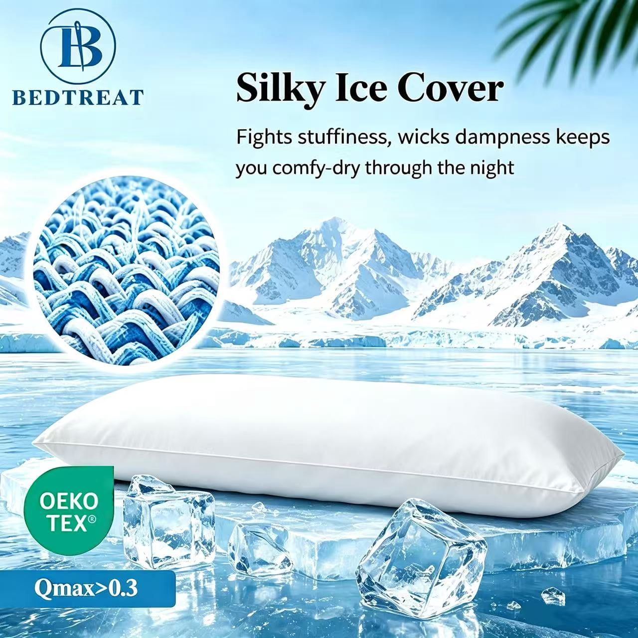BedTreat Cooling Body Pillow for Adults, Hypoallergenic Full Length Support for Side Sleepers (White, 20 in x 54 in) pmgnc