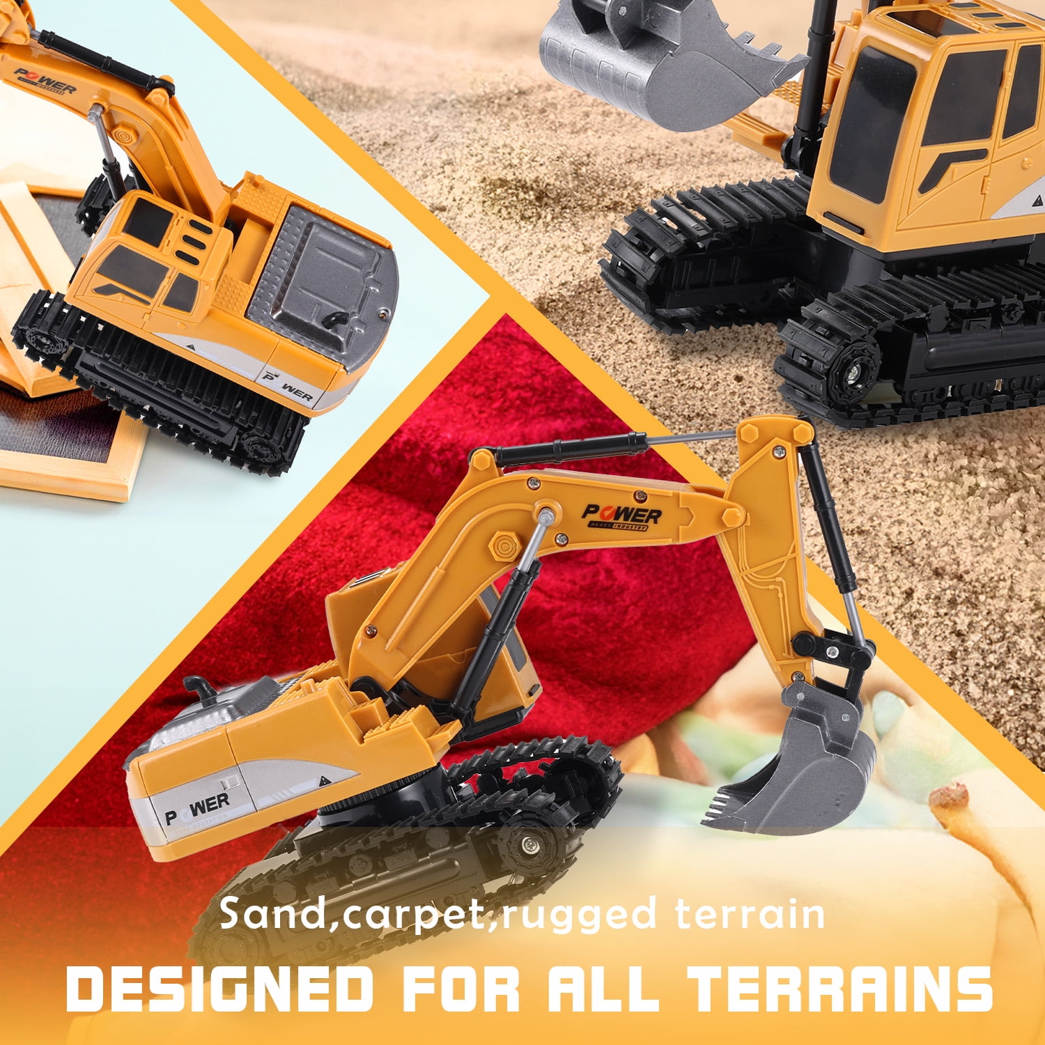 Zacro Remote Control Excavator Toy, 6-Channel RC Construction Truck with Metal Shovel, Lights and Sounds (Yellow, 1:24 Scale) 1h6nn