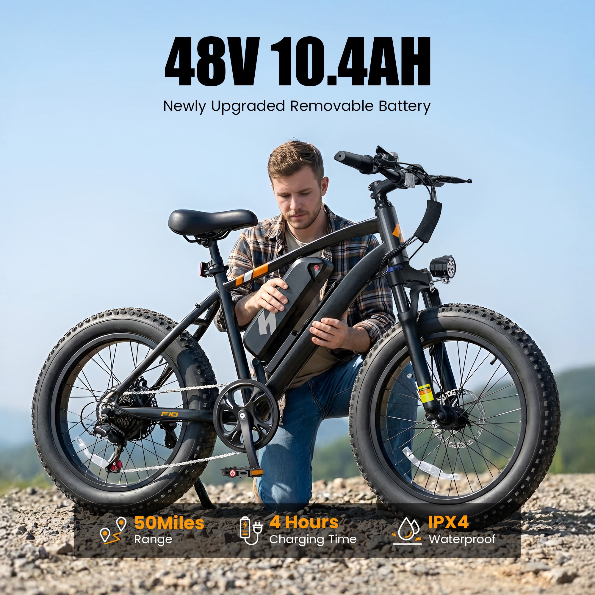 ActBest Electric Fat Tire Mountain Bike, 1500W Motor 28 MPH, 7-Speed Off-Road E-Bike (Black, 20 in x 4.0 in) 5jj99