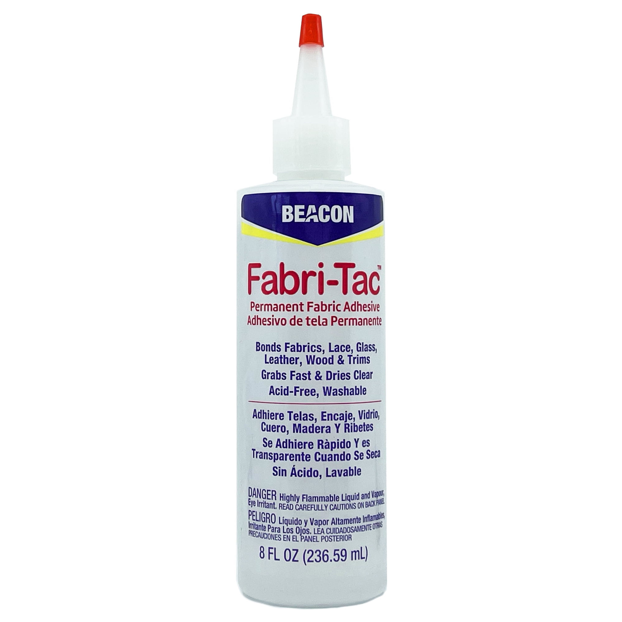 Beacon Fabri-Tac Permanent Fabric Glue, Quick-Dry Adhesive for Clothing and Crafts (Clear, 8 fl oz) wa84j