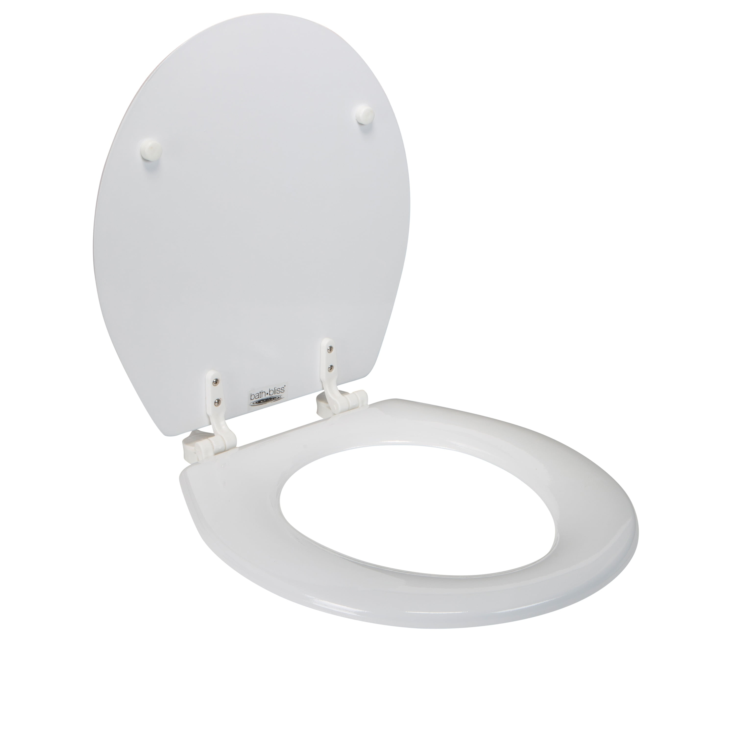 Bath Bliss Beveled Wood Round Toilet Seat (White, 16.5 in) qp0t7