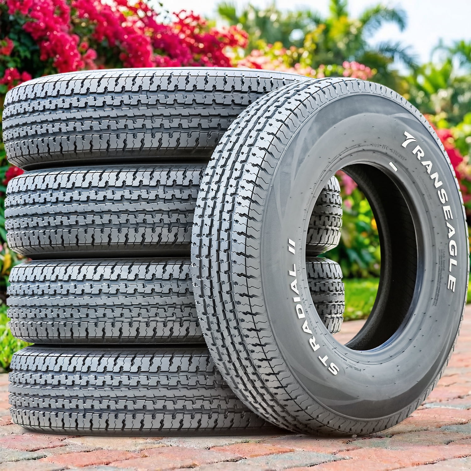 Transeagle ST Radial II Steel Belted Trailer Tires (ST205/75R15, 8 Ply, Set of 4) 8x6zf