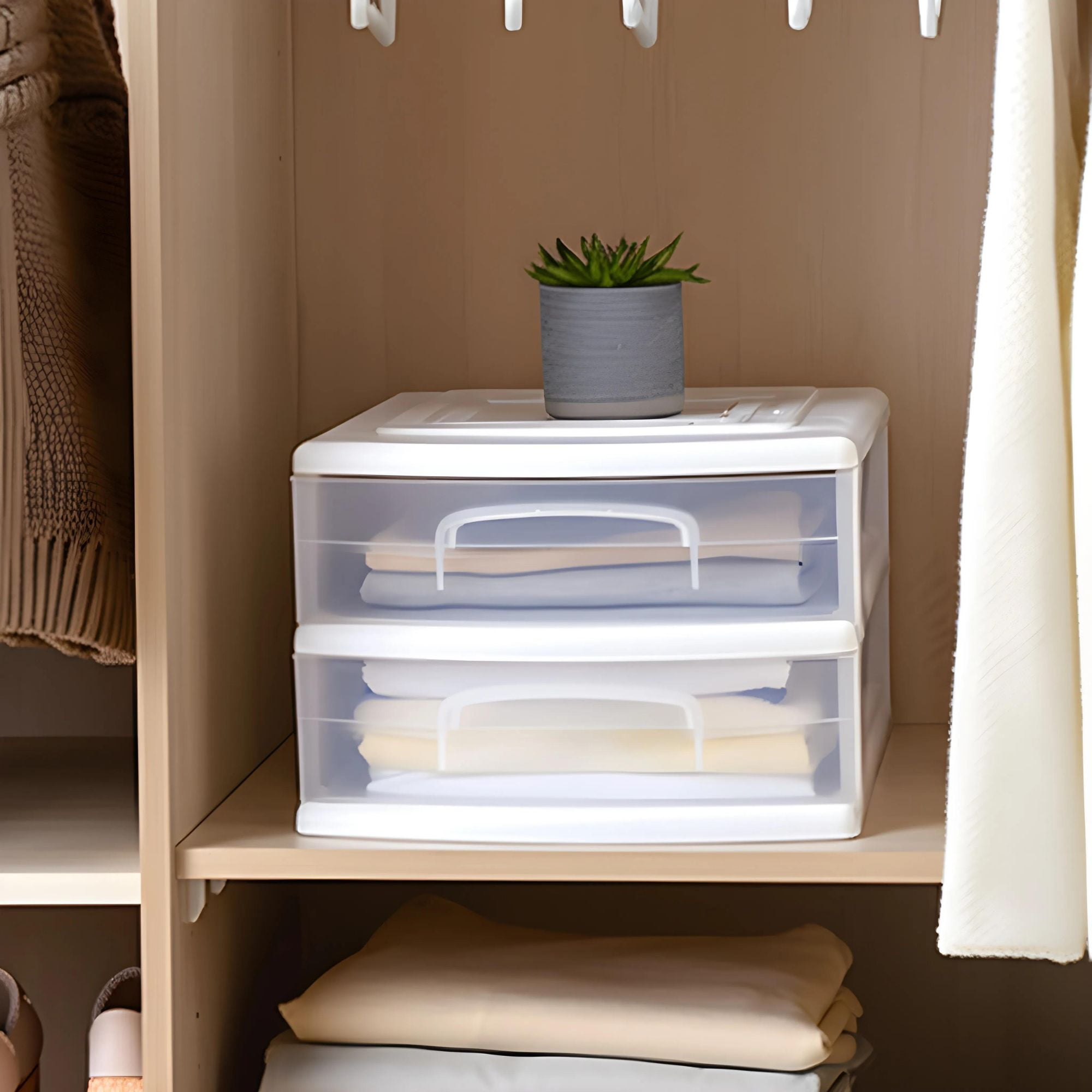 Homz Plastic 2-Drawer Medium Storage Cart Organizer with Clear Drawers (White, 2-Pack) x8qv8