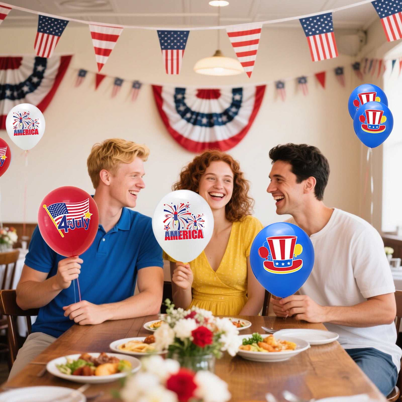 PEIBang Patriotic Balloons for Independence Day Party Decor (Red White and Blue, 10 Pieces) 0c1wh