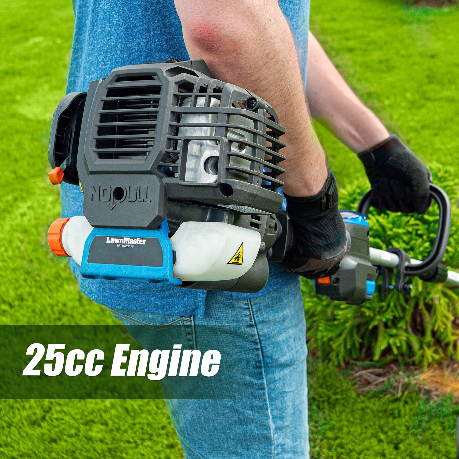 LawnMaster Gas Grass Trimmer with Electric Start, 25cc 2-Cycle Engine (Black, 17 in) sxifz