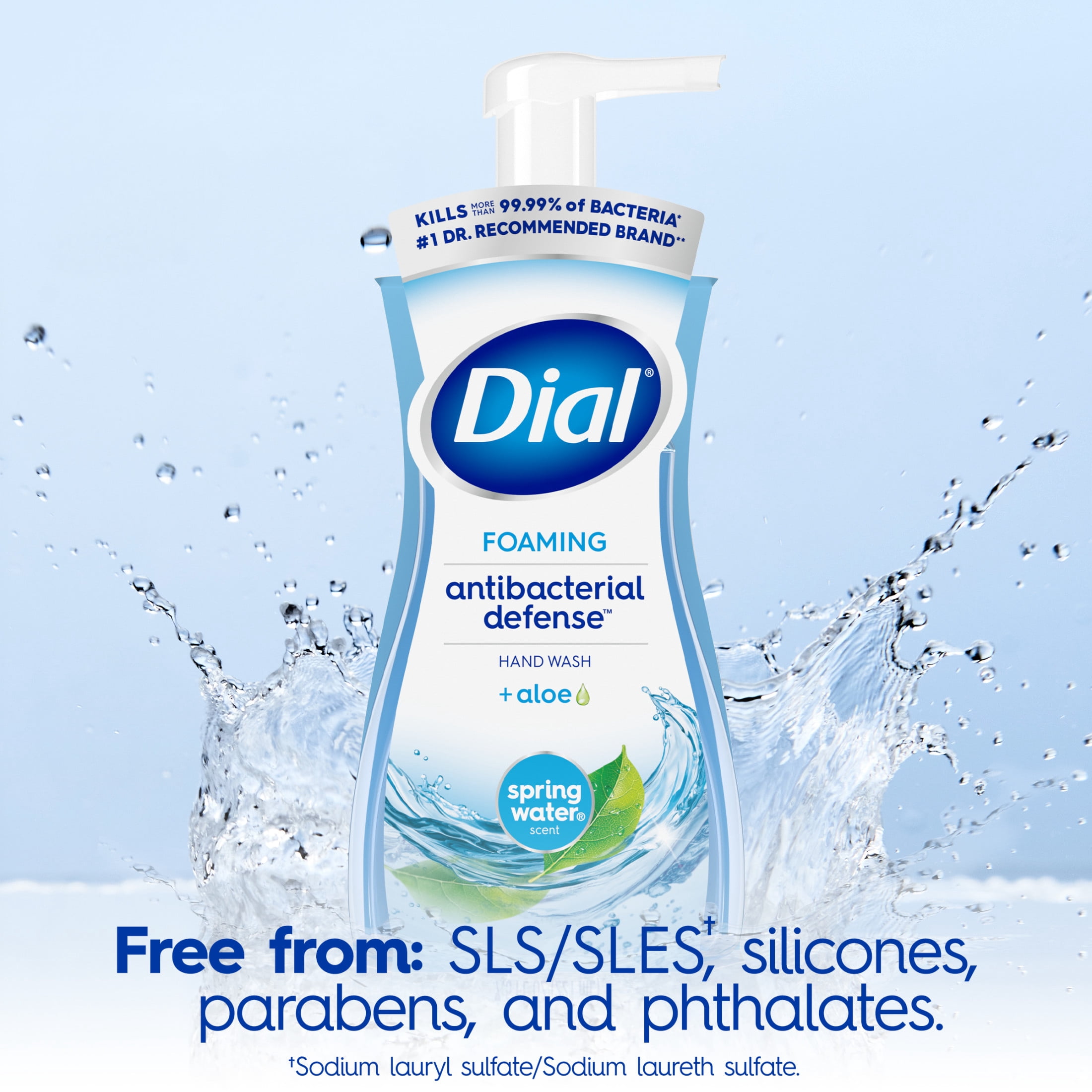 Dial Antibacterial Foaming Hand Soap, Spring Water Scent, Moisturizing Formula (7.5 fl oz) 6vh9f