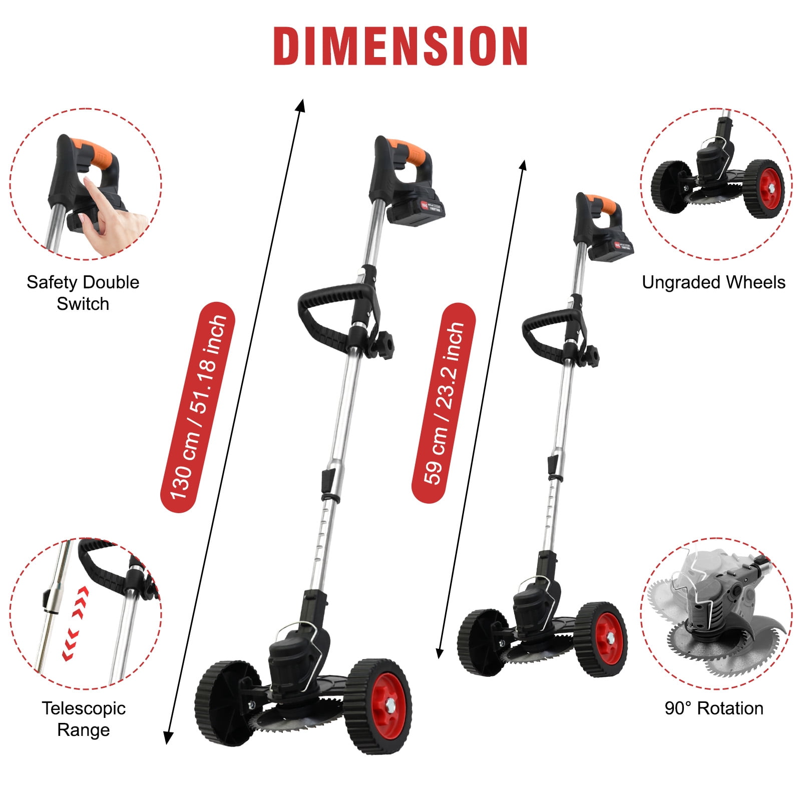 CATGOOD Cordless Electric Weed Trimmer with 2 Batteries (Black, 18000 RPM) faqp6