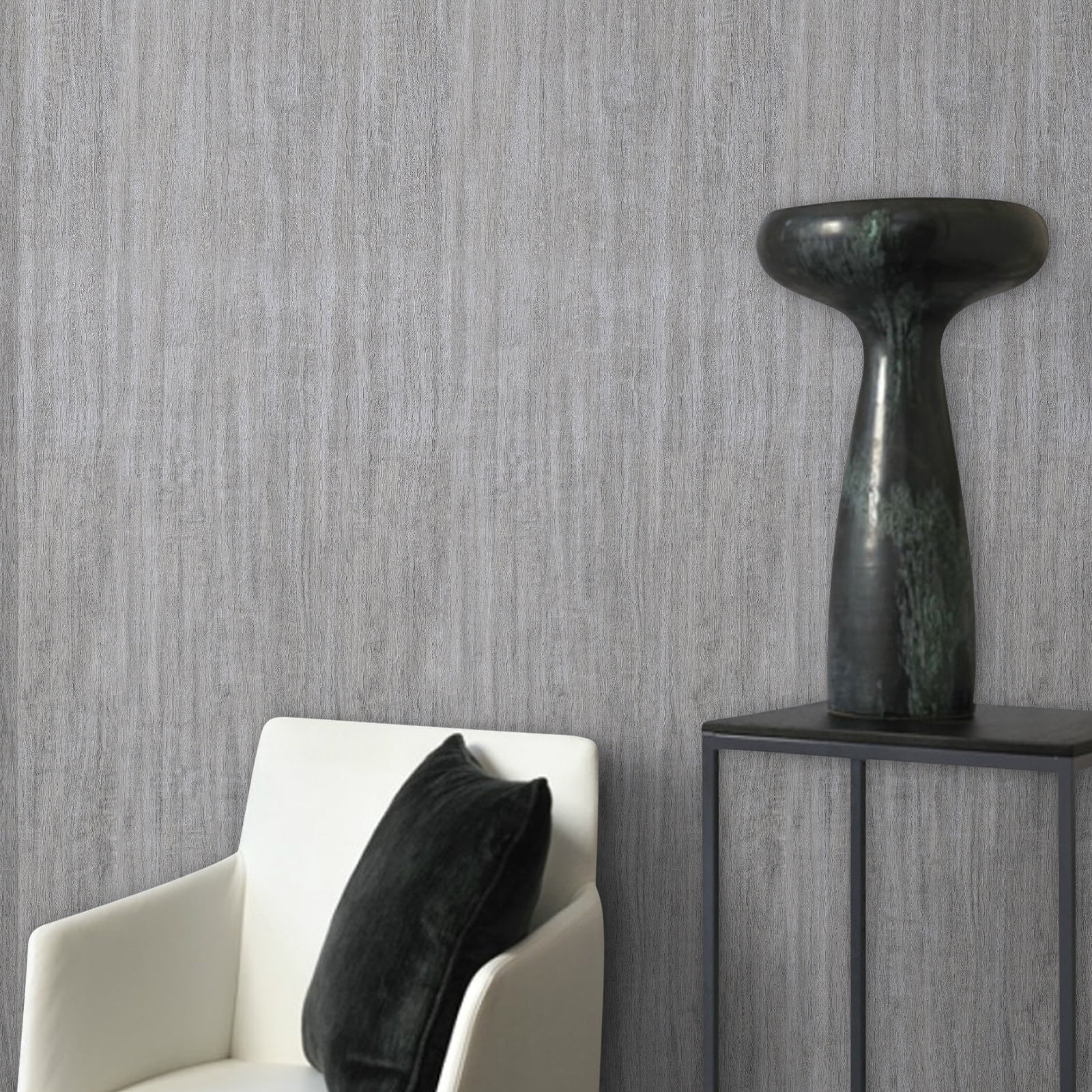 Abyssaly Gray Wood Peel and Stick Wallpaper, Waterproof Removable Contact Paper for Furniture and Wall Decor (Gray, 15.7 in x 118 in) ognrz