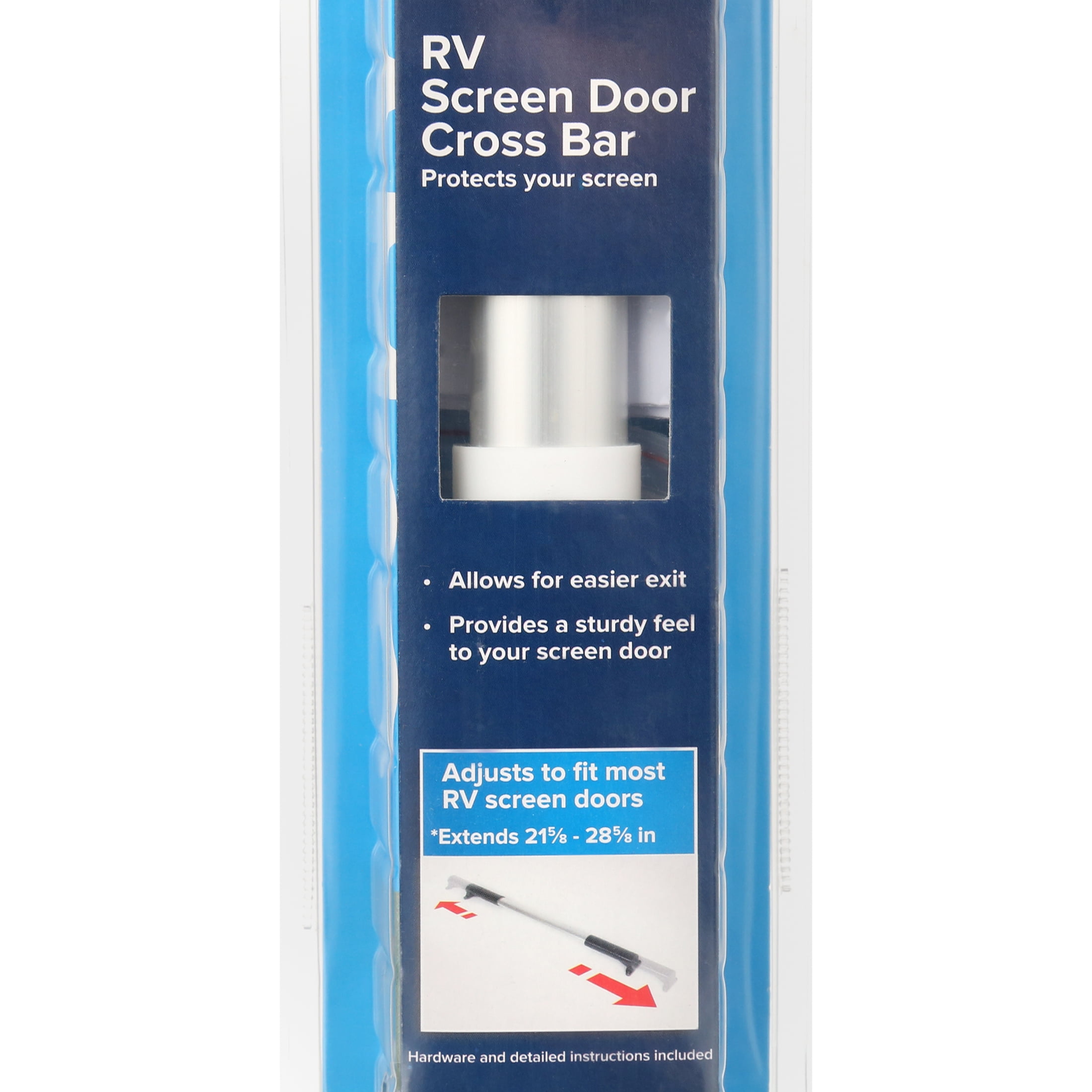 Camco RV Screen Door Cross Bar, Adjustable Handle for Easy Exit and Protection (White, 21.625 in to 28.625 in) fnacw