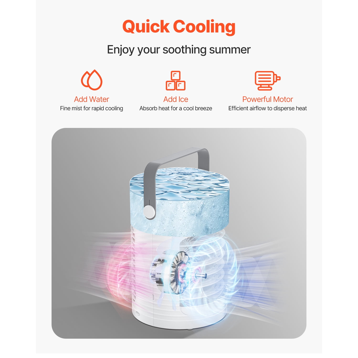 KFFKFF Portable Desktop Air Cooler, 4-in-1 Evaporative Cooling Fan with 3 Speed Settings and LED Light (White, 20.29 fl oz) izrct