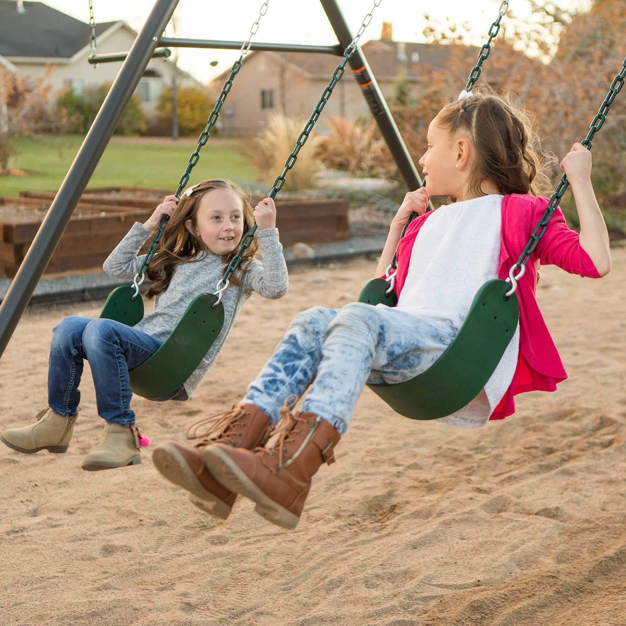Lifetime Adventure Clubhouse Swing Set with Slide, Belt Swings, and Trapeze Bar (1 Unit) nj4r0