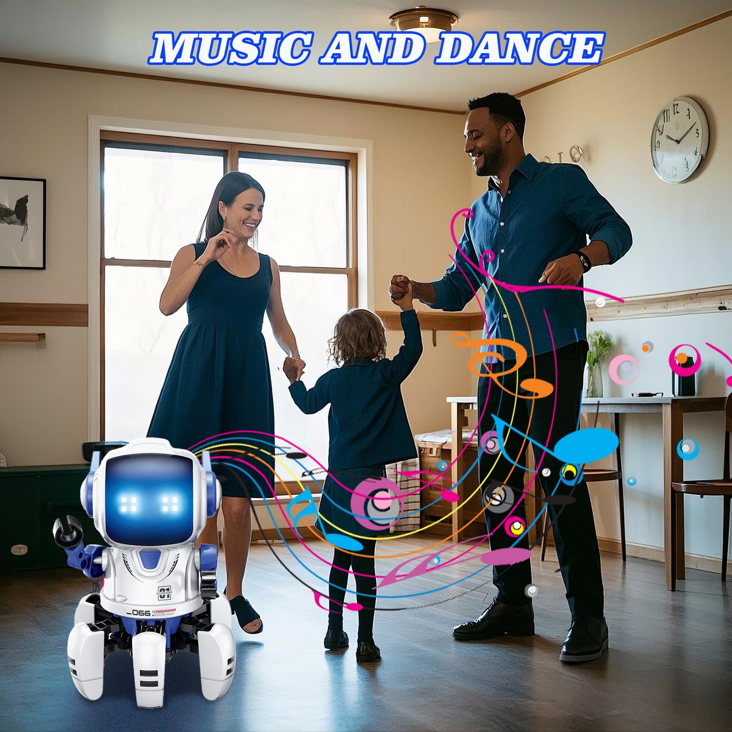 Lvelia Intelligent Programmable RC Robot Toy, Interactive Walking Dancing Smart Robot with LED Eyes and Remote Control (White) 95pet