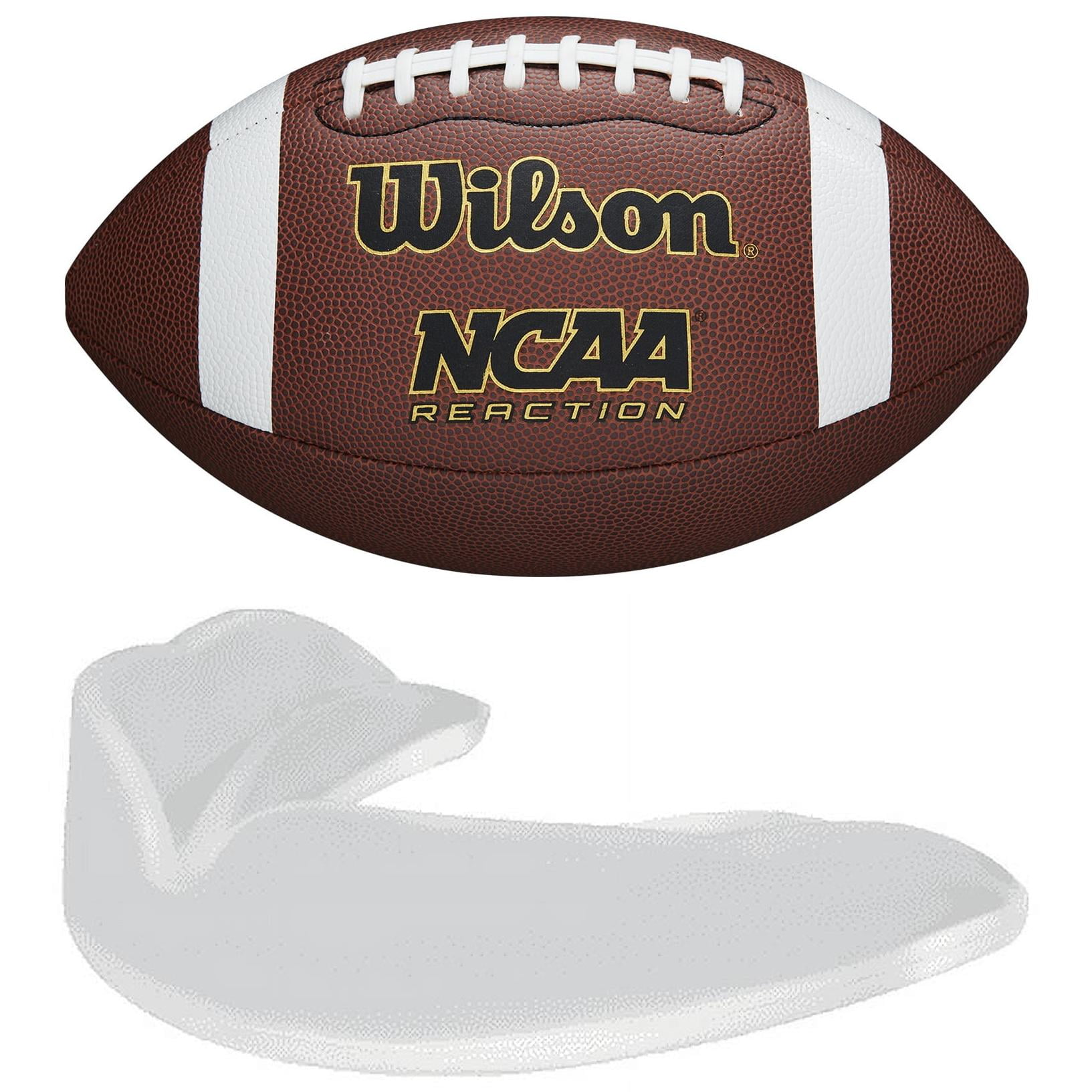 Wilson NCAA Reaction Composite Football with Shock Doctor Adult Mouth Guard (Official Size, Brown) kc0ht