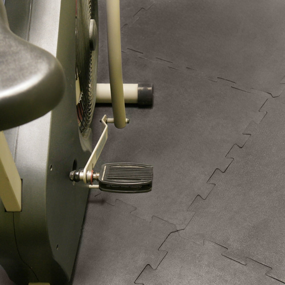 Rubber-Cal Armor-Lock Interlocking Rubber Mat Heavy-Duty Flooring (Black, 0.375 in x 2 ft x 2 ft) g05xl