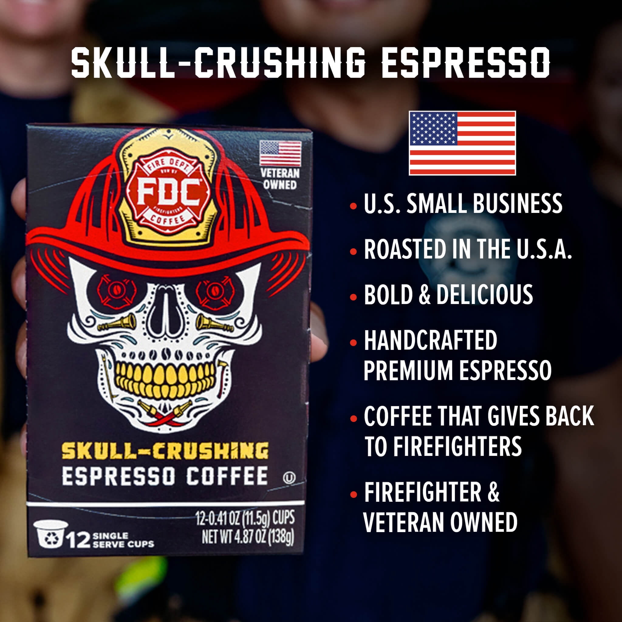 Fire Department Coffee Skull-Crushing Espresso Dark Roast Coffee Pods (12 Pack) hzezm