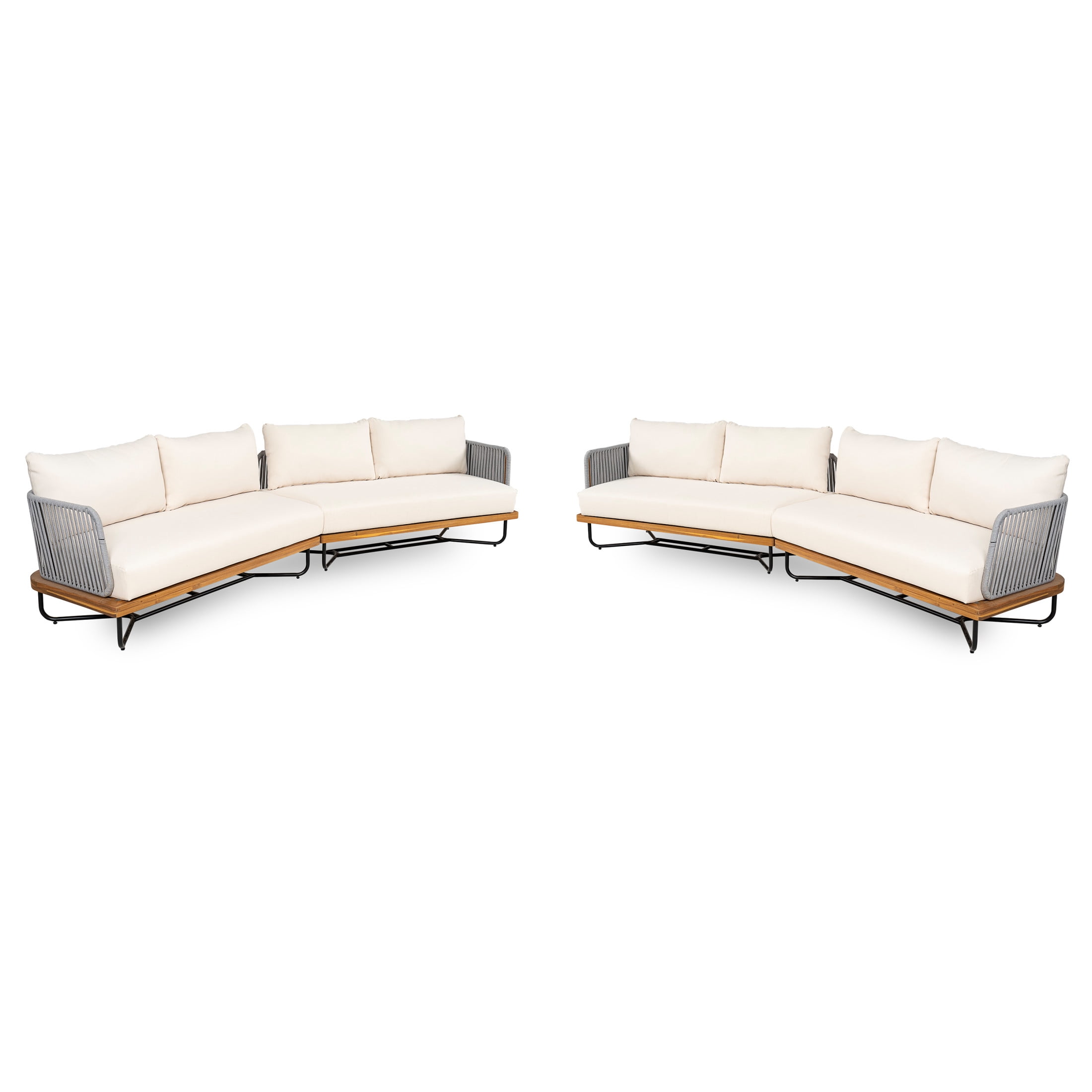 Christopher Knight Home 4-Piece Outdoor Sofa Set, Rope Woven Sectional with Water-Resistant Cushions (Beige, 8-Seat) fpdzv
