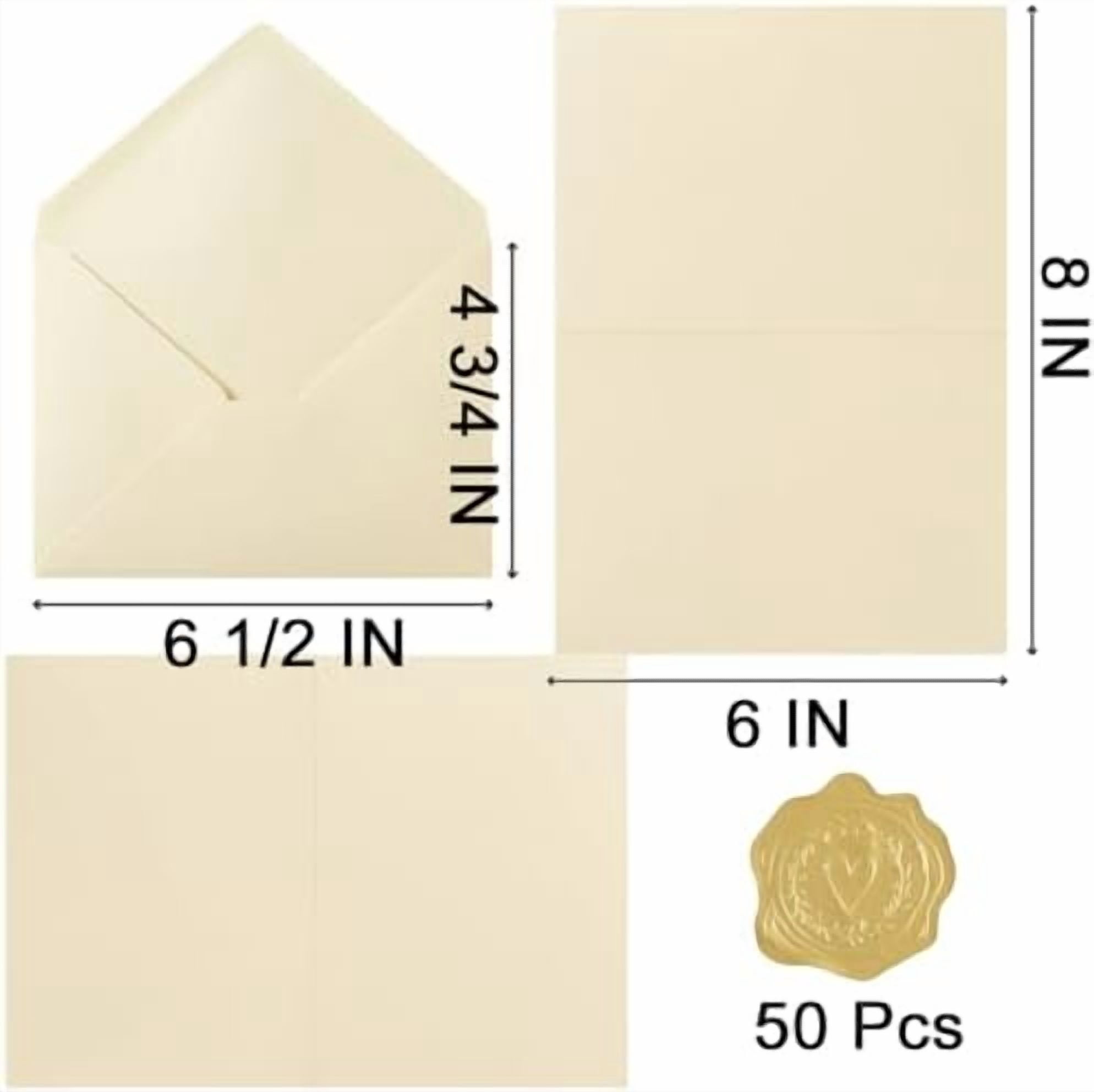 Generic 50 Pack Cream A6 Greeting Card Set with 4x6 Folded Cardstock and Gold Heart Stickers (Cream, 4x6 in) 32pdf