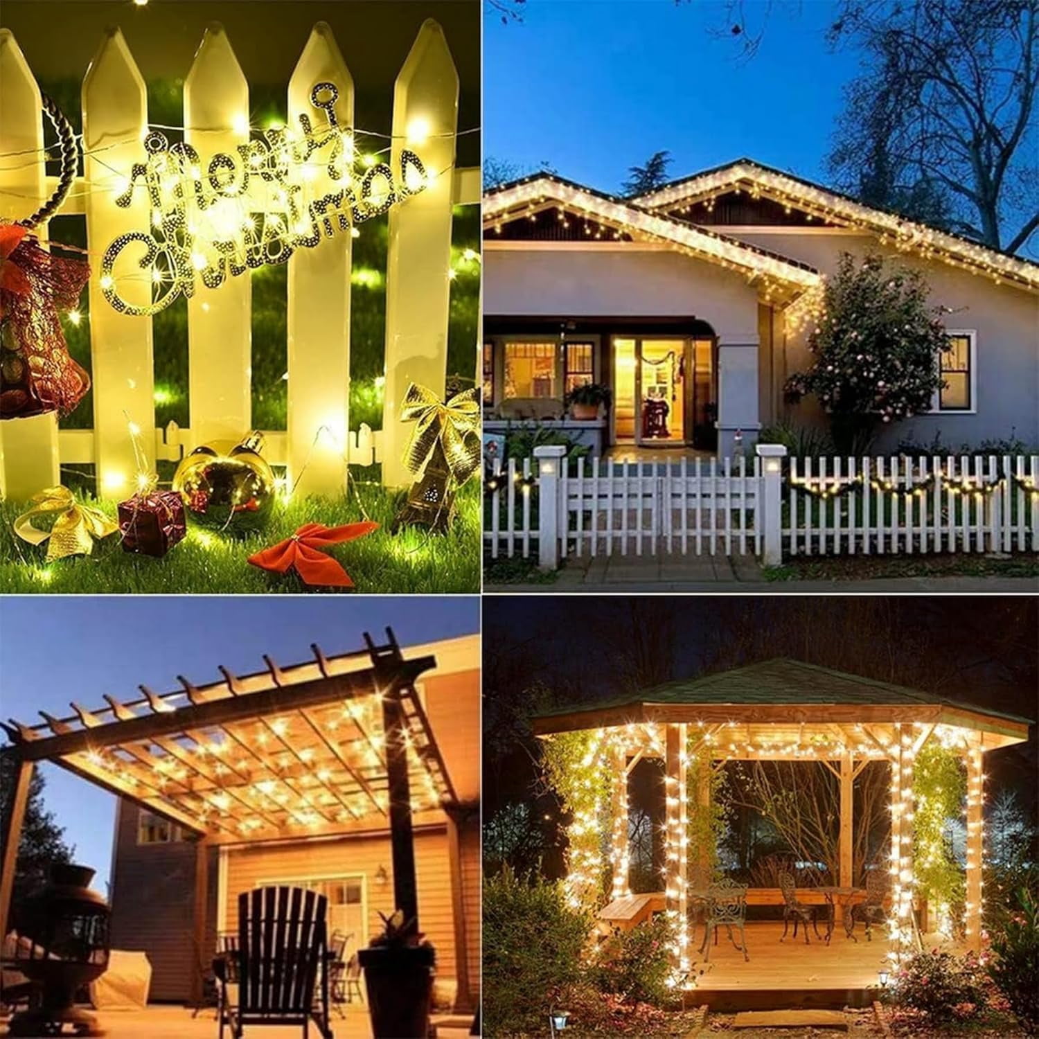 ArooickT Solar String Lights Outdoor Garden Waterproof LED Fairy Lights (White, 46 ft, 2 Pack) j0we0