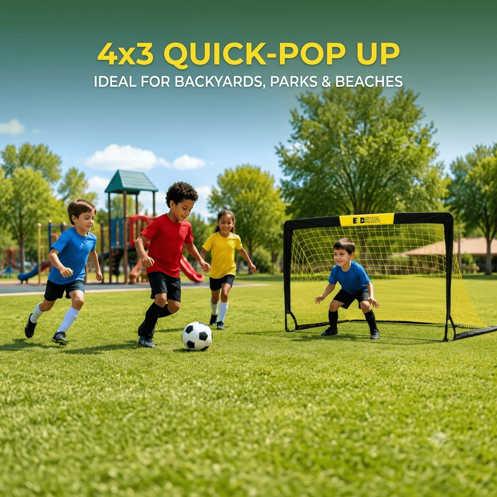 ELDONYA Kids Soccer Goals Set of 2, Portable Pop-Up Training Nets for Backyard and Indoor Practice (Black, 4 ft x 3 ft) h8ds3