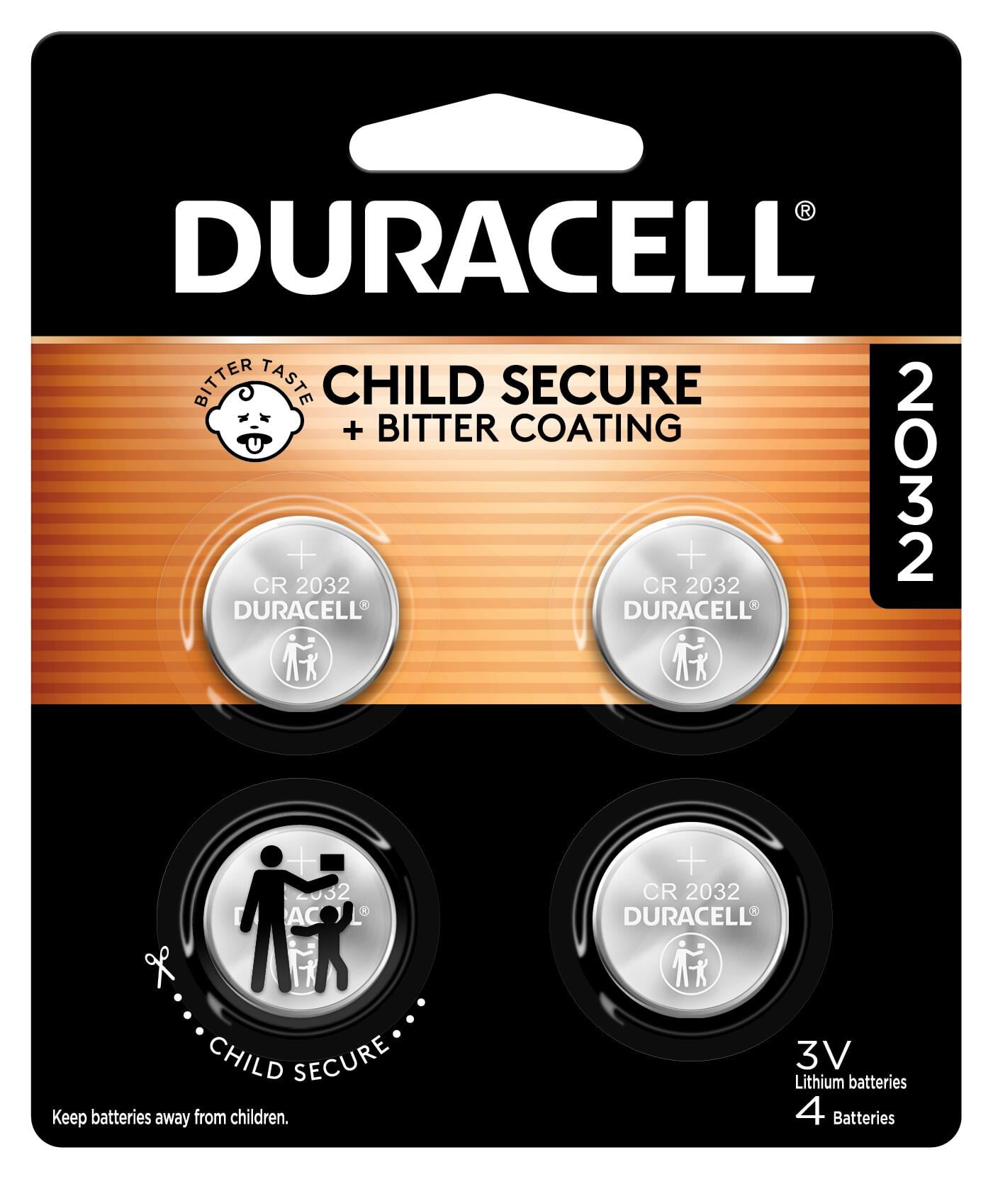Duracell 2032 Lithium Coin Battery 3V, Long-Lasting Power for Electronics (CR2032, 4 Pack) 44rcr