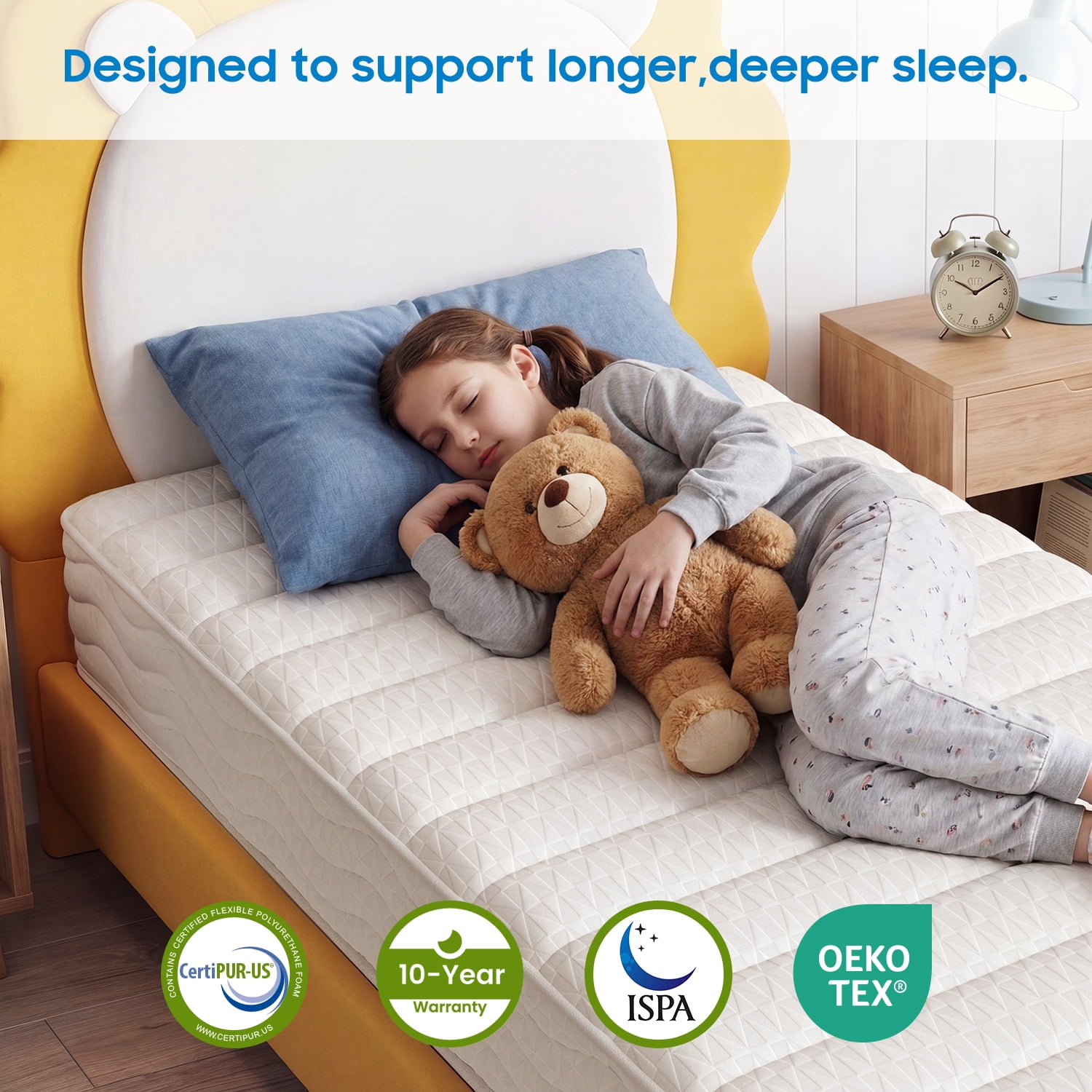 BedStory 8 in Twin Memory Foam Mattress, Tight-Top Medium Firm Pocket Spring Hybrid for Pressure Relief (White, 8 in) sh45w