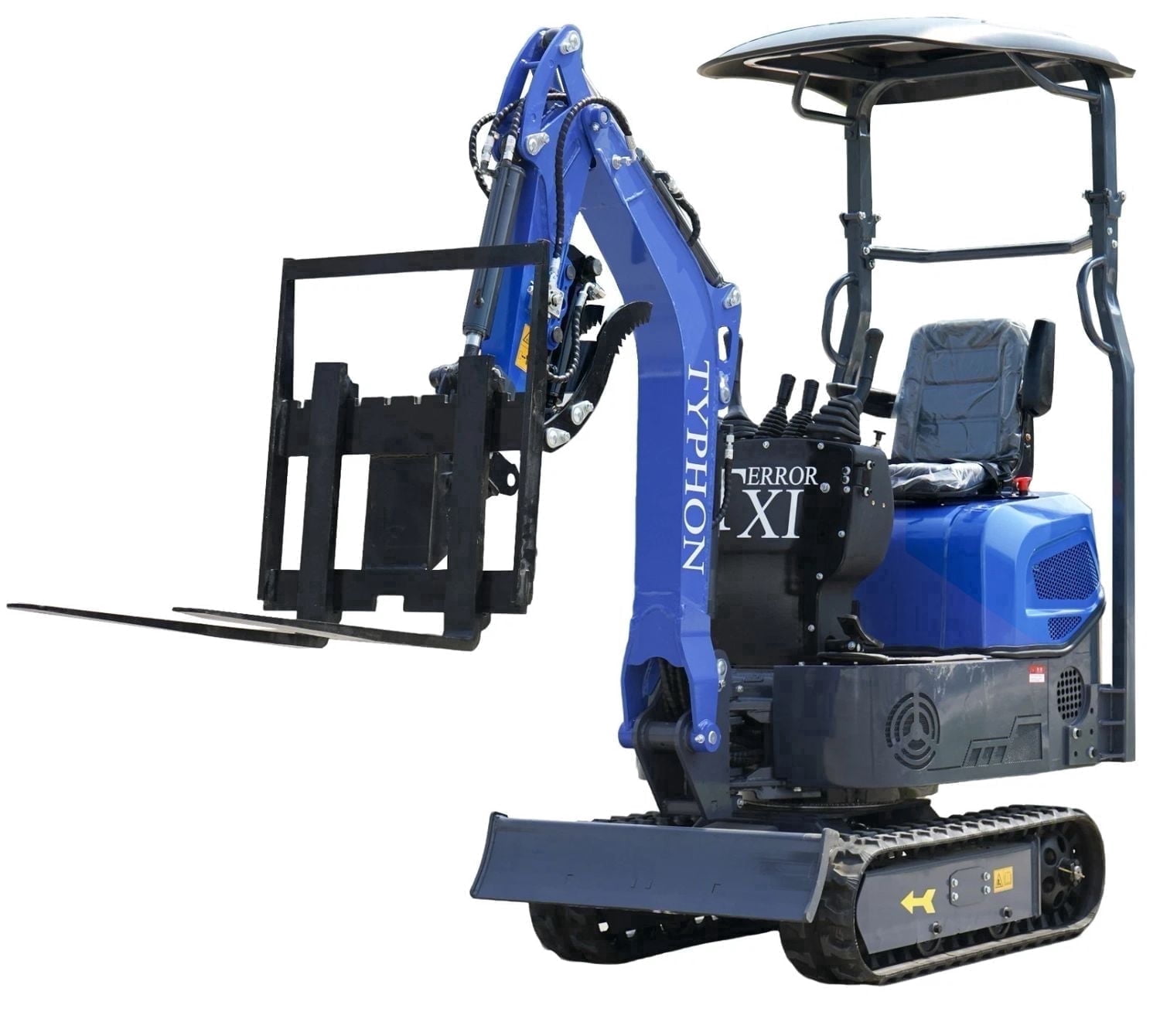 TYPHON TERROR XI Mini Excavator with 13 Attachments (Blue, 13.5hp) gmst4