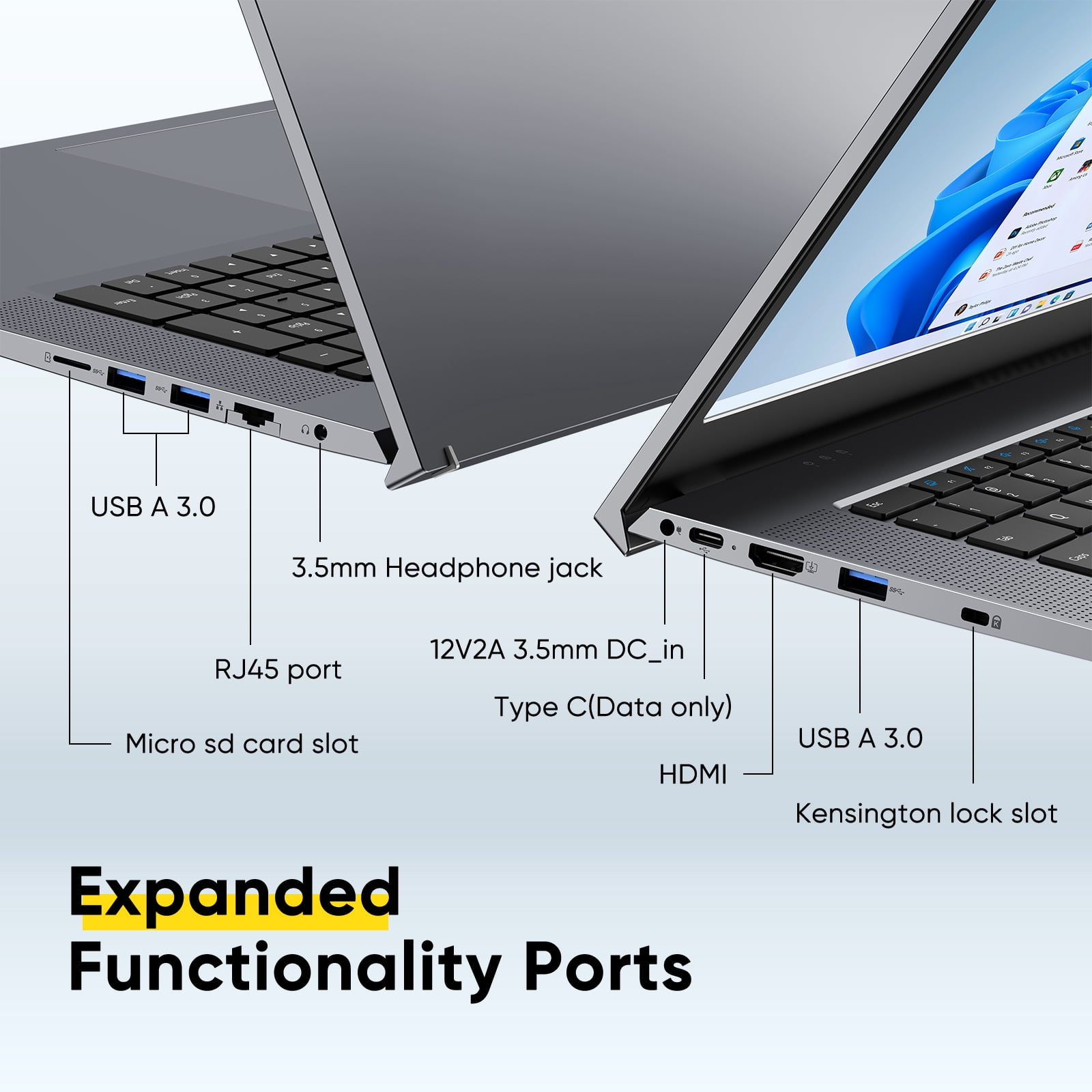 TPV Laptop 18.5 in QHD Display, Intel Core i3, 16GB RAM, 1TB SSD, Windows 11 Pro (Gray, 18.5 in) jenf5