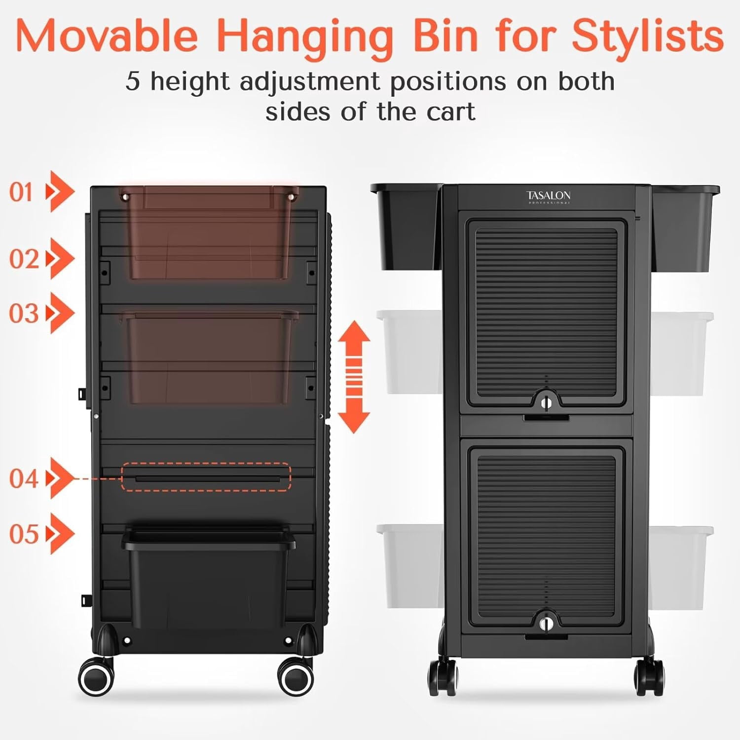 Tasalon Salon Trolley Cart with 6 Drawers and Heat-Resistant Tool Holders (Black) q5n23