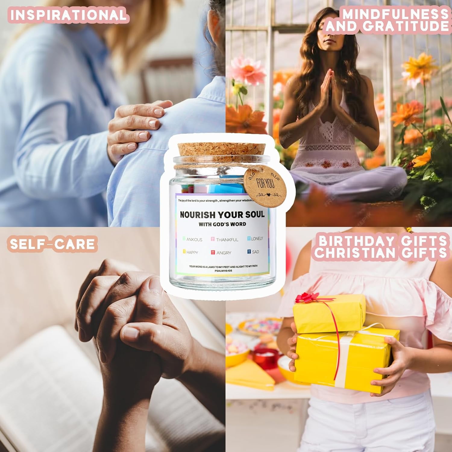 Select Goodness Bible Verse Jar, Inspirational Prayer Jar for Daily Encouragement (Yellow, 16 oz) 8vw2s