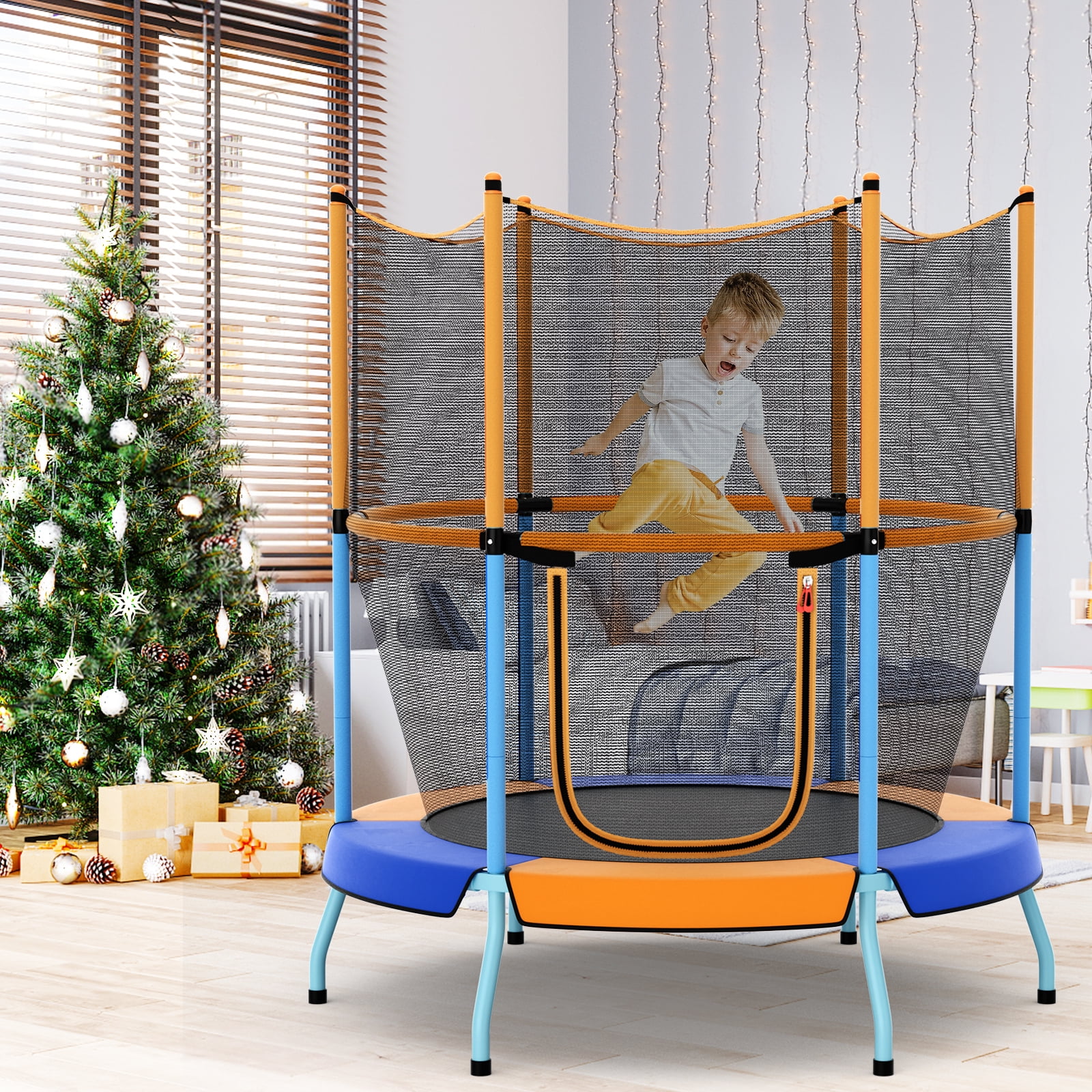INFANS 48 in Toddler Trampoline with Safety Enclosure Net and Heavy-Duty Frame (Orange, 48 in) hata0