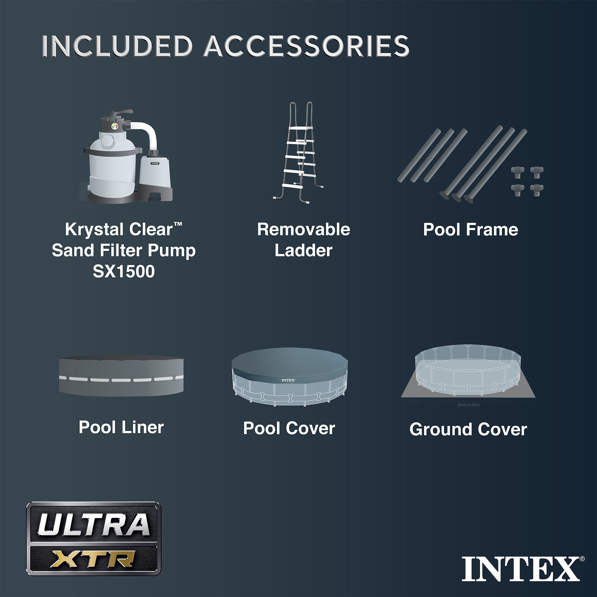 Intex Ultra XTR Frame Above Ground Pool Set with Sand Filter Pump (Dark Gray, 16 ft x 48 in) 34z9g